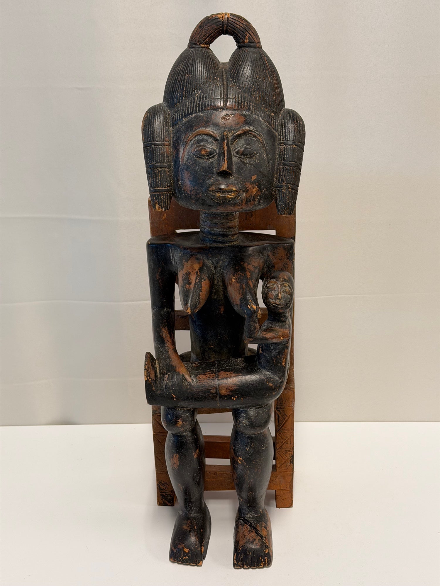Hand-Carved Maternity African Art Kulango Fine Wood Sculpture