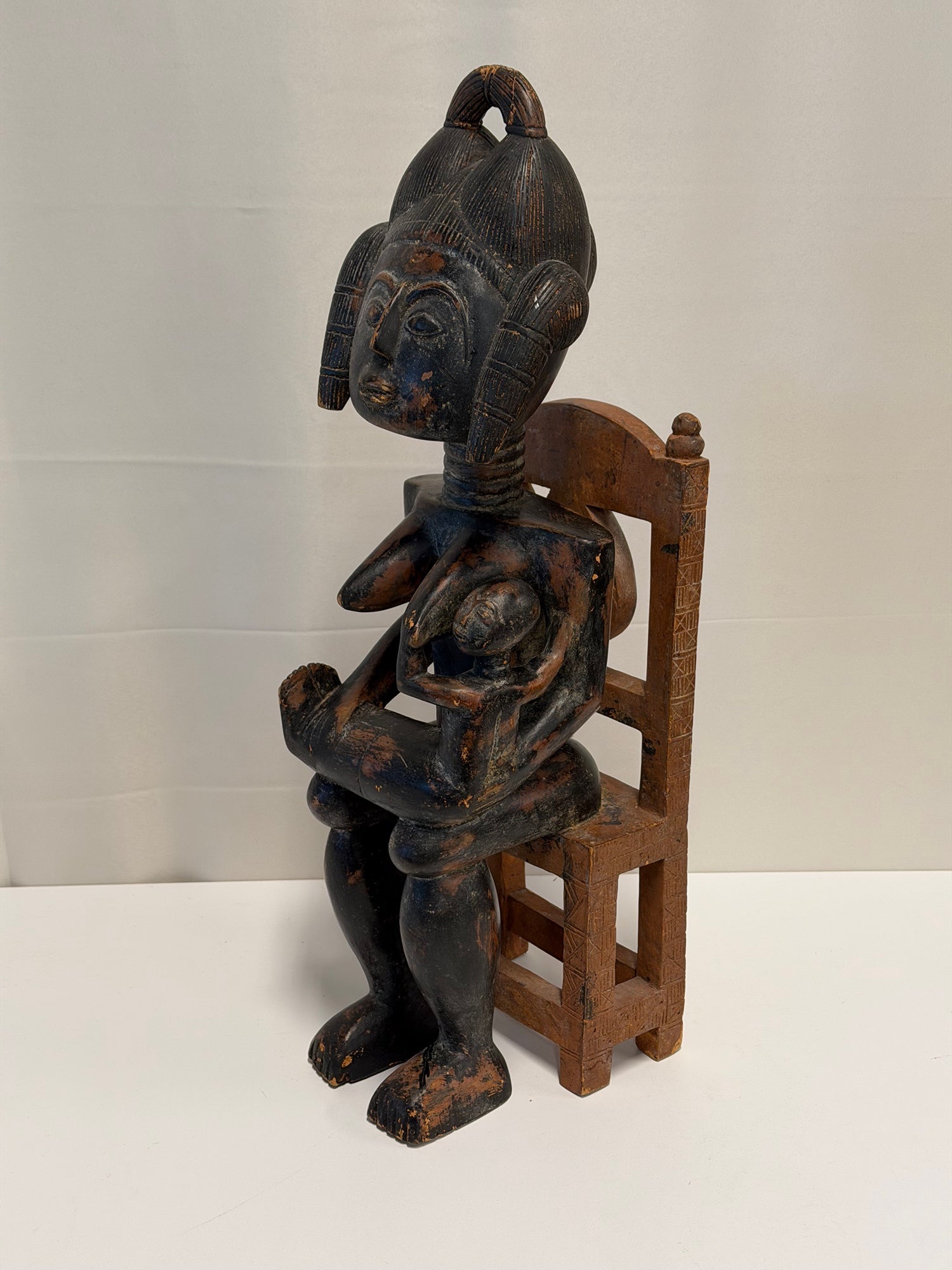 Hand-Carved Maternity African Art Kulango Fine Wood Sculpture