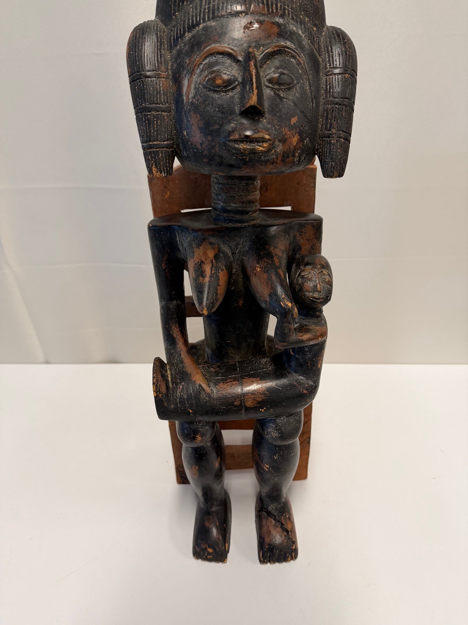 Hand-Carved Maternity African Art Kulango Fine Wood Sculpture