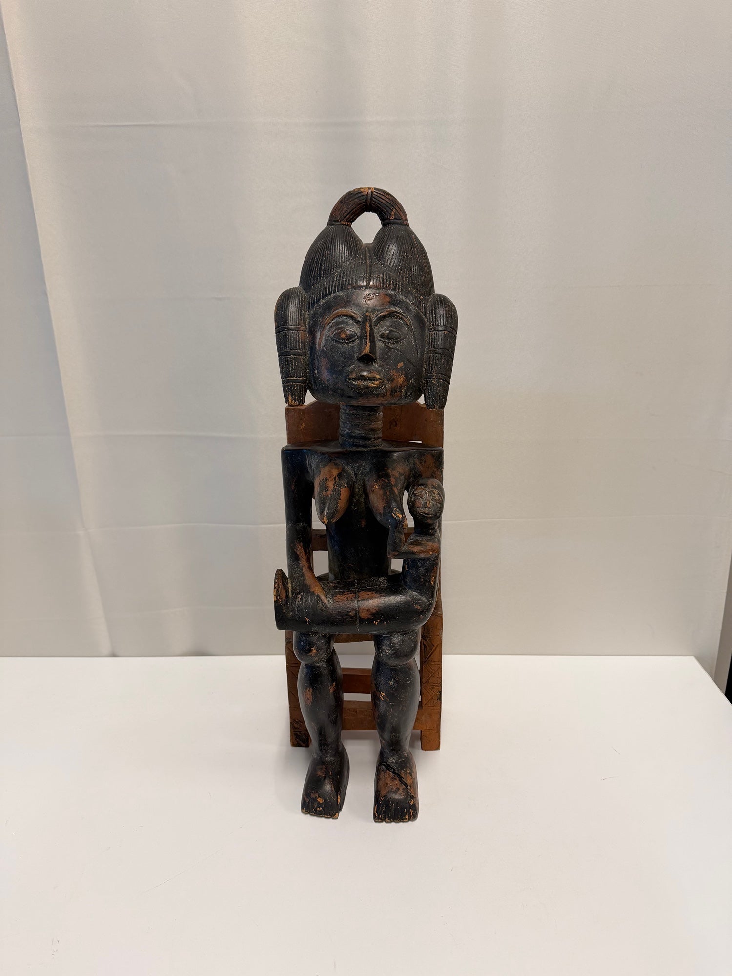 Hand-Carved Maternity African Art Kulango Fine Wood Sculpture