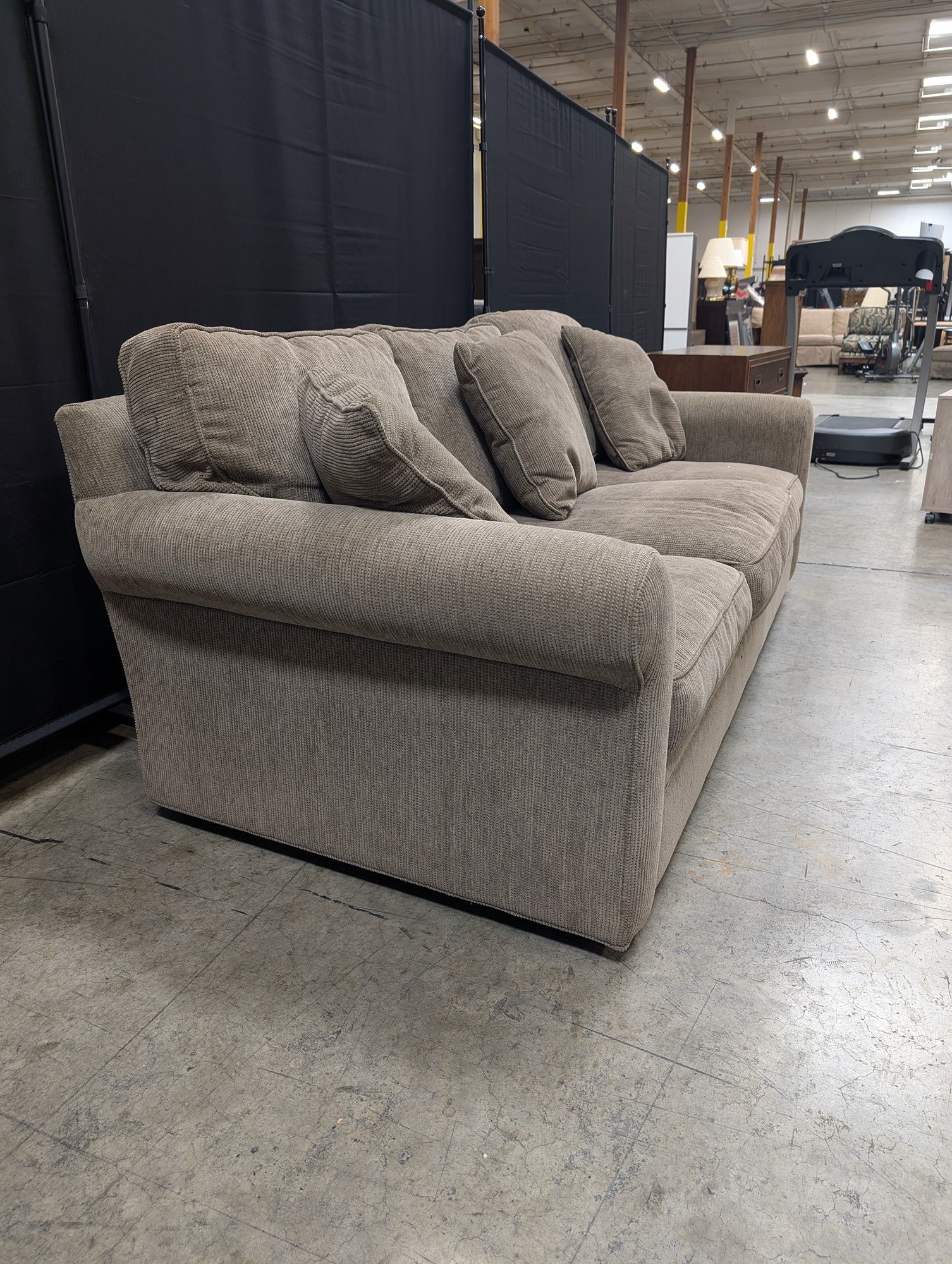Crate & Barrel Ribbed Fabric Couch with Pillows