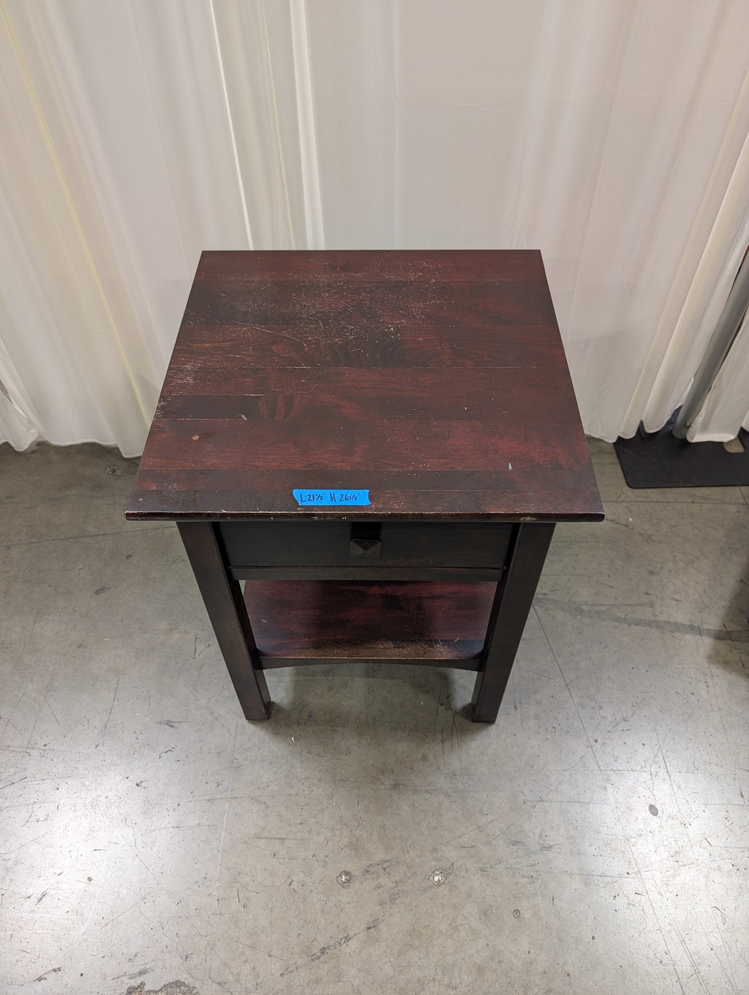 Dark Brown Wood Nightstand with Single Drawer