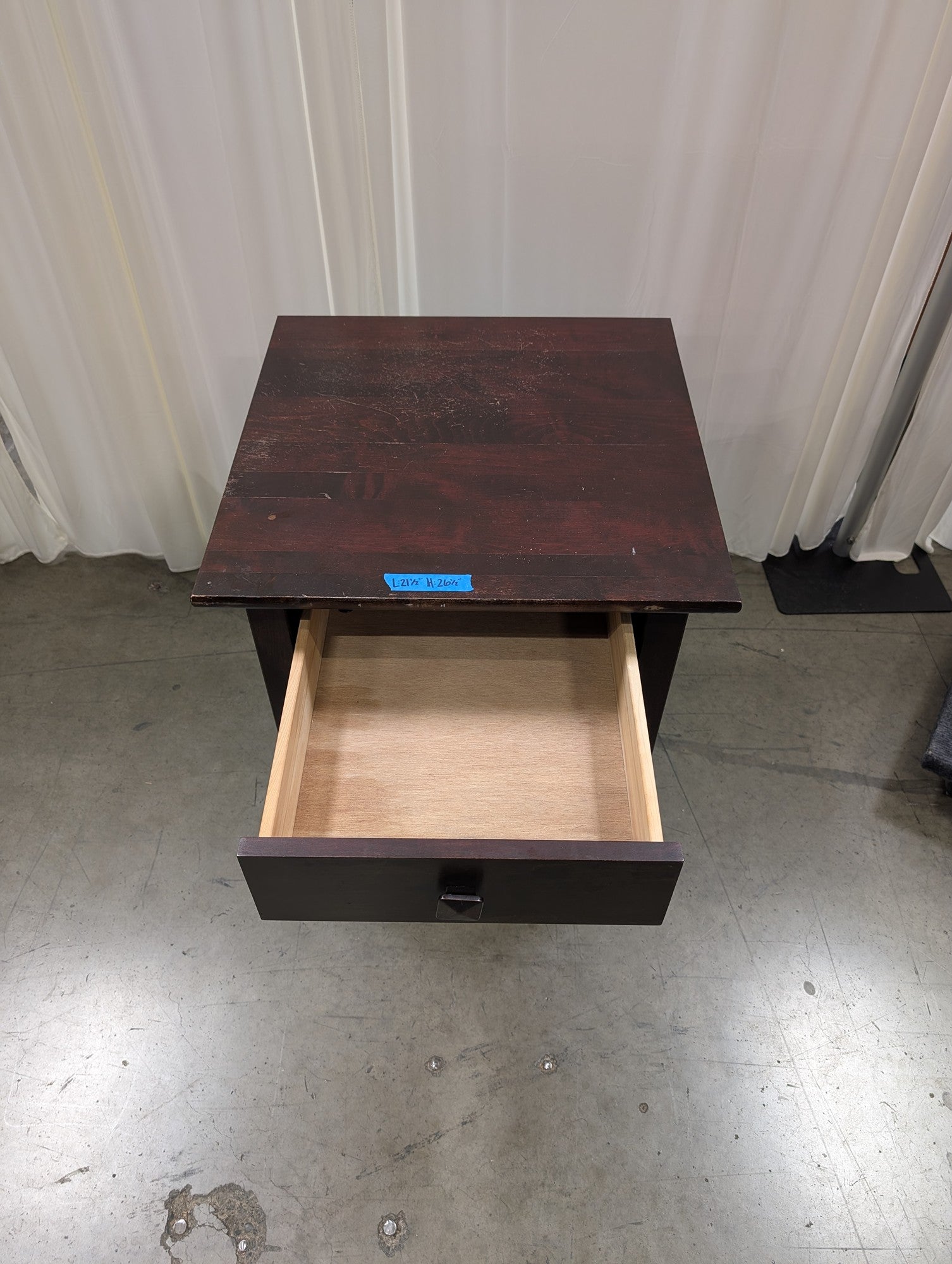 Dark Brown Wood Nightstand with Single Drawer