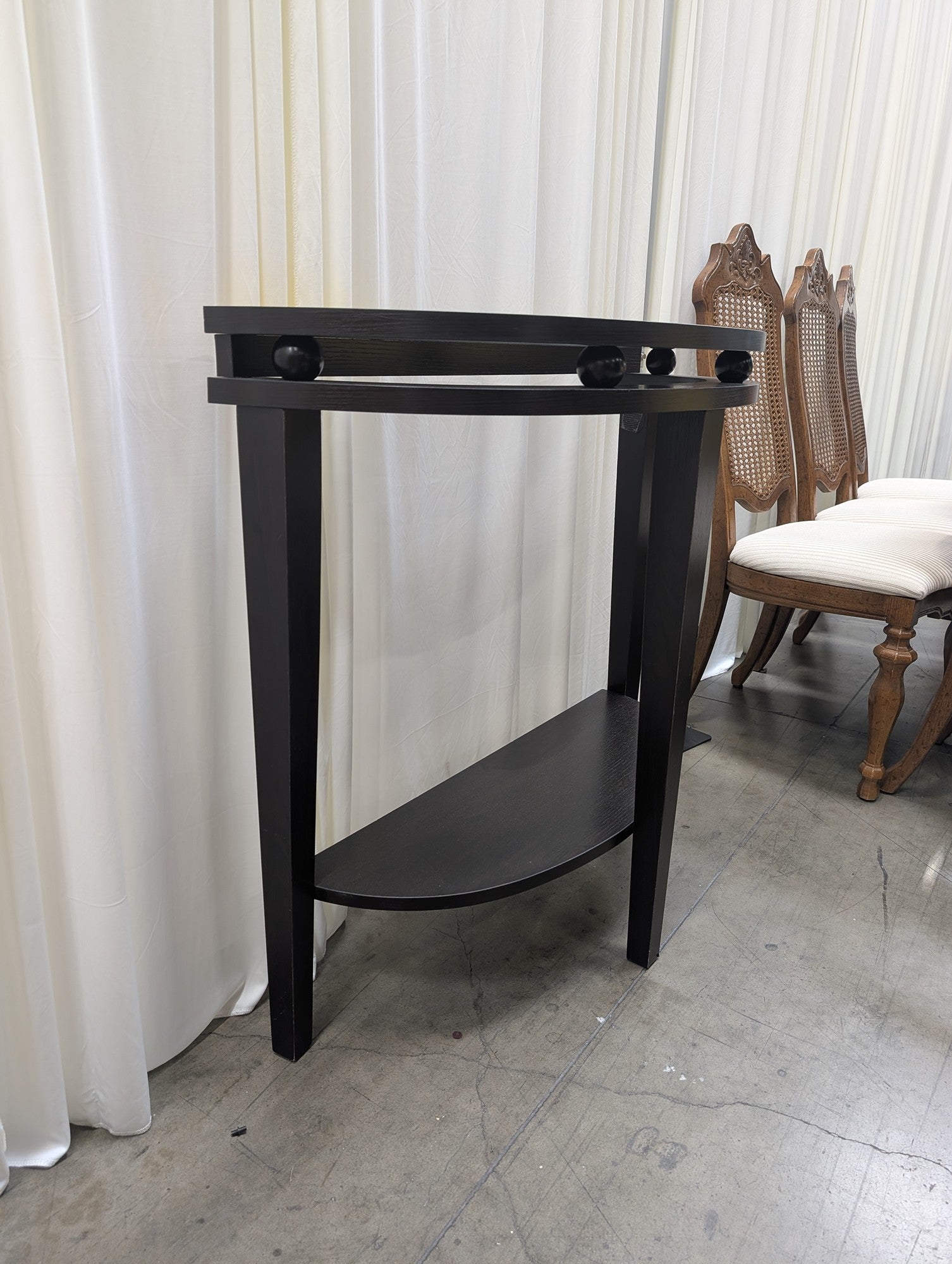 Dark Espresso Demilune Console Table with Lower Shelf