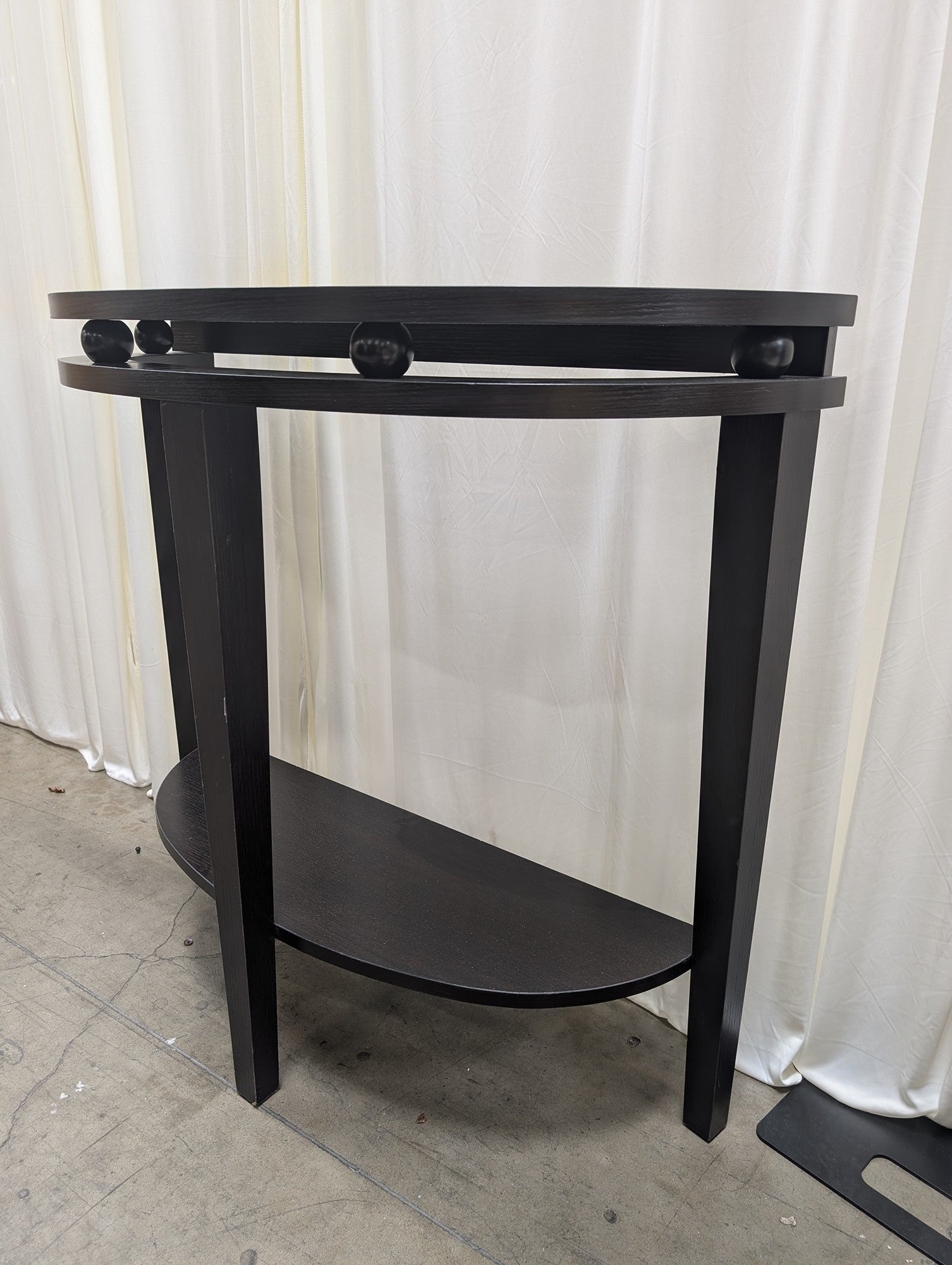 Dark Espresso Demilune Console Table with Lower Shelf