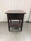 Dark Brown Wood Nightstand with Single Drawer