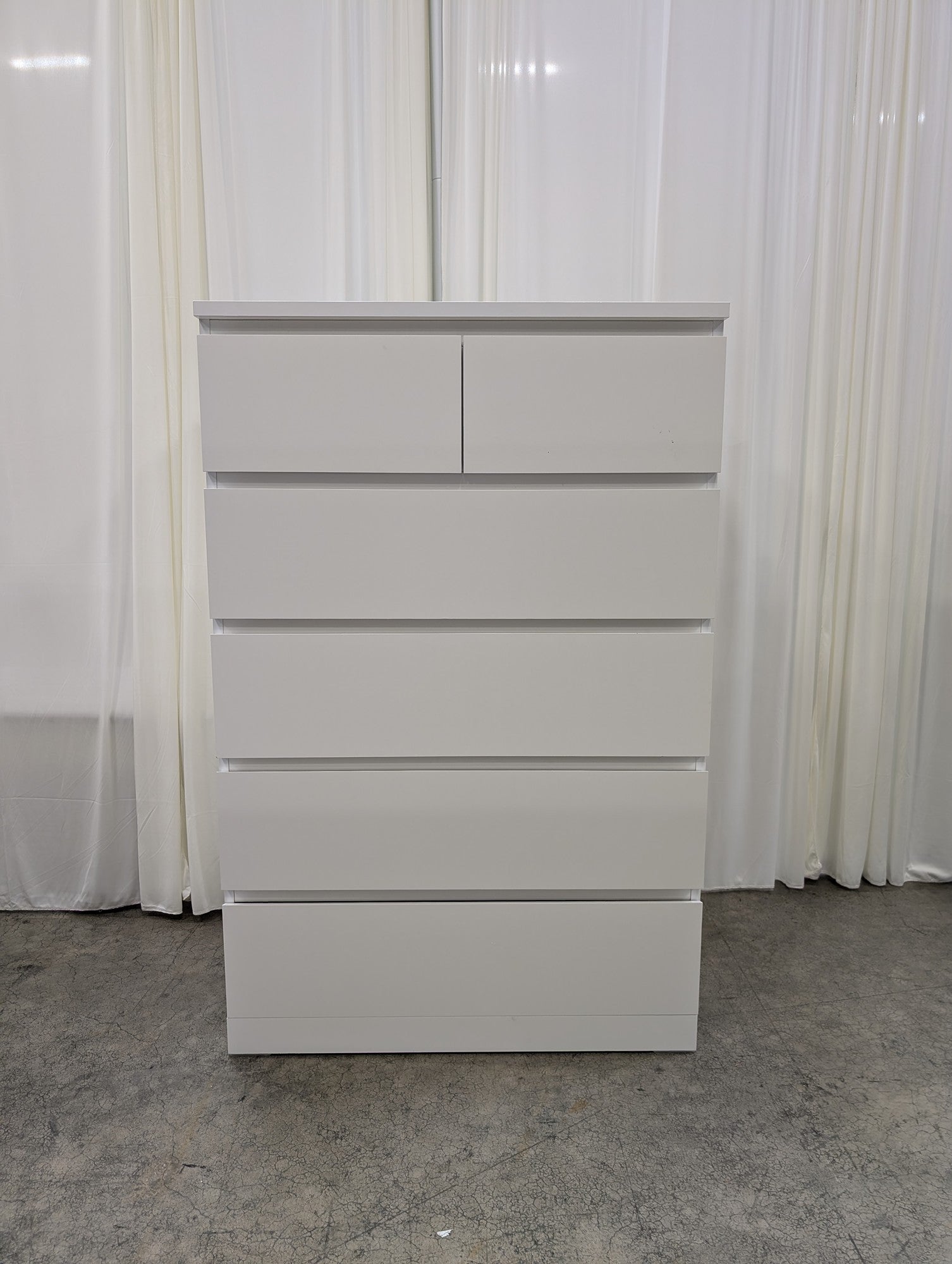 White Six-Drawer Minimalist Dresser