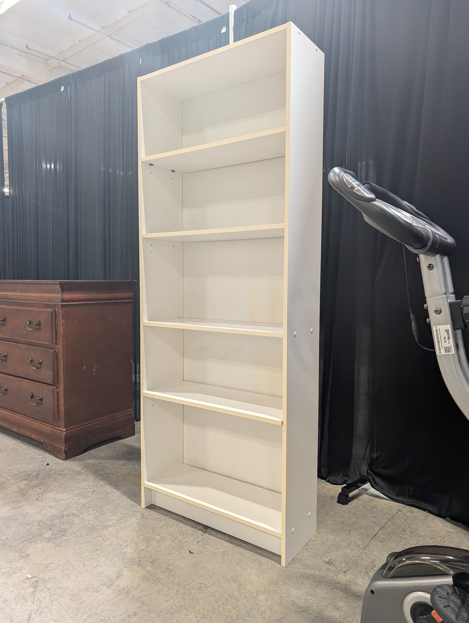 White Five-Shelf Bookcase with Light Edges