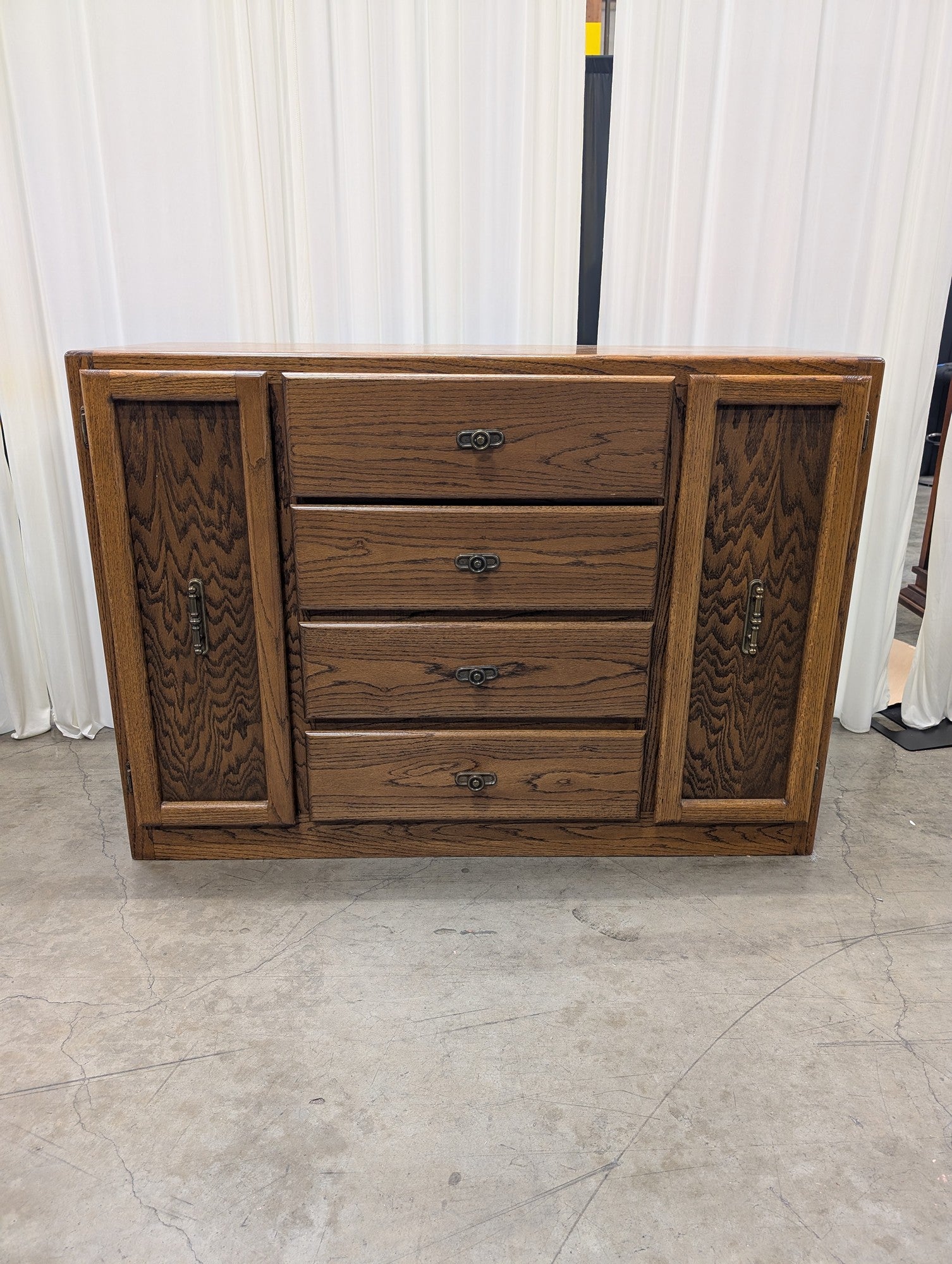 Rustic Oak Wood Buffet with Four Drawers