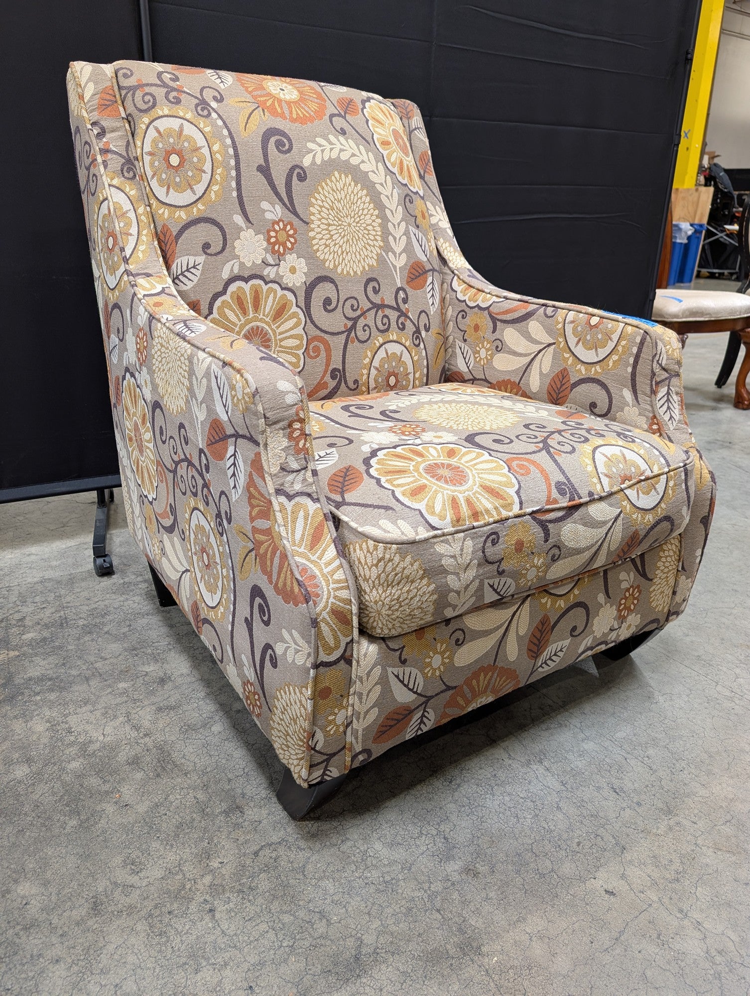 Ashley Furniture Upholstered Accent Armchair with Floral Scroll Design