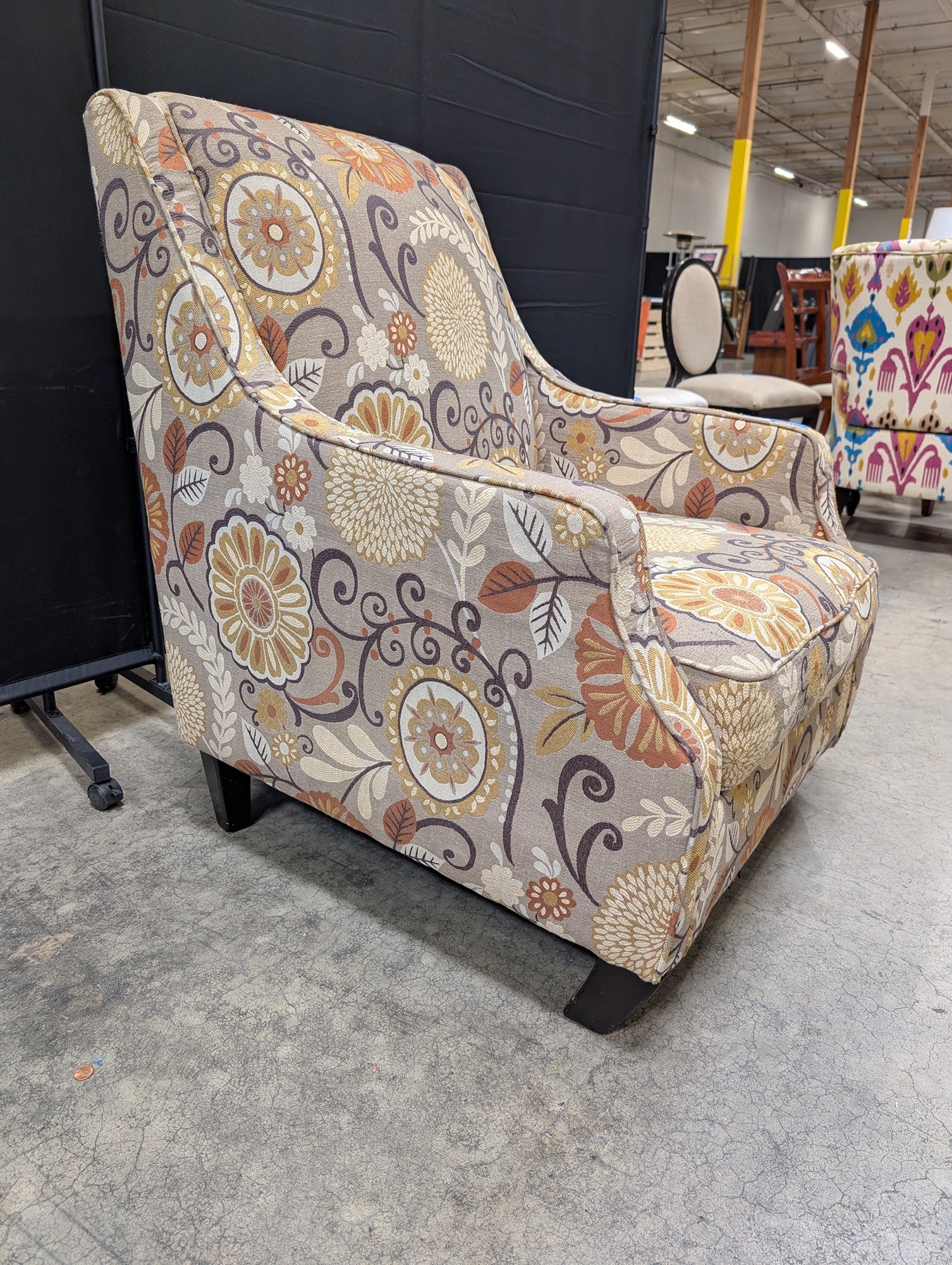 Ashley Furniture Upholstered Accent Armchair with Floral Scroll Design