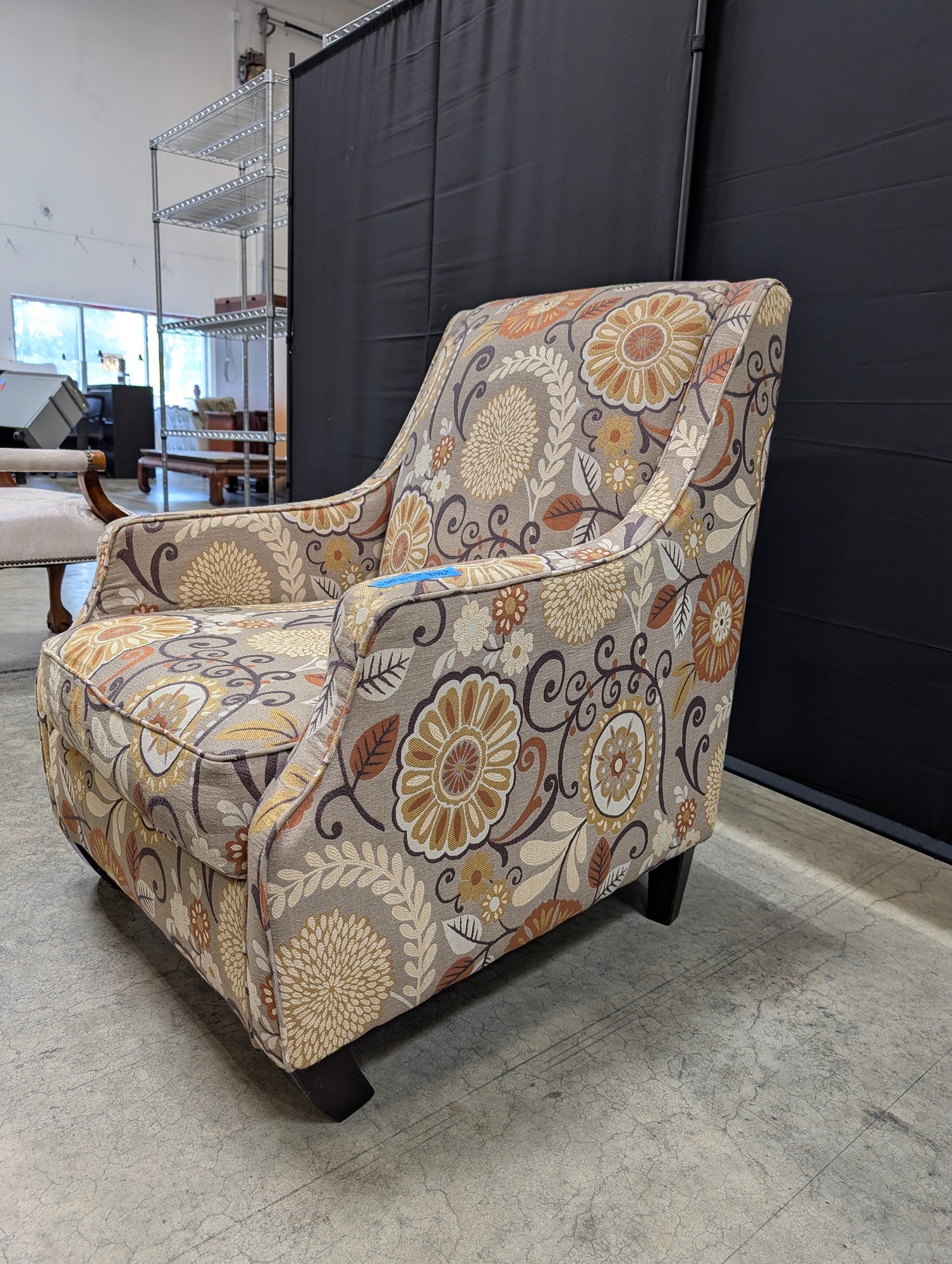 Ashley Furniture Upholstered Accent Armchair with Floral Scroll Design