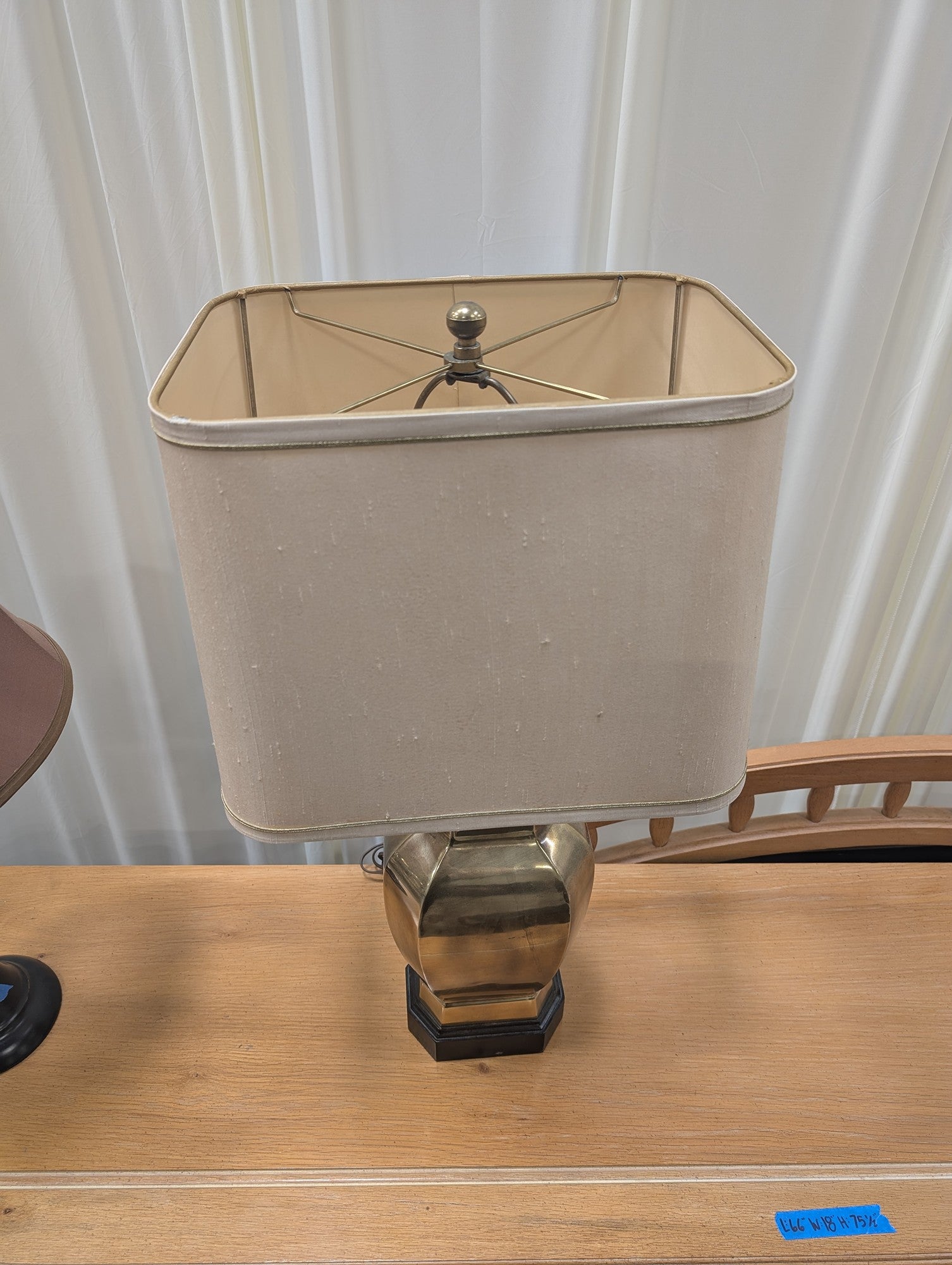 Faceted Brass Table Lamp with Fabric Shade