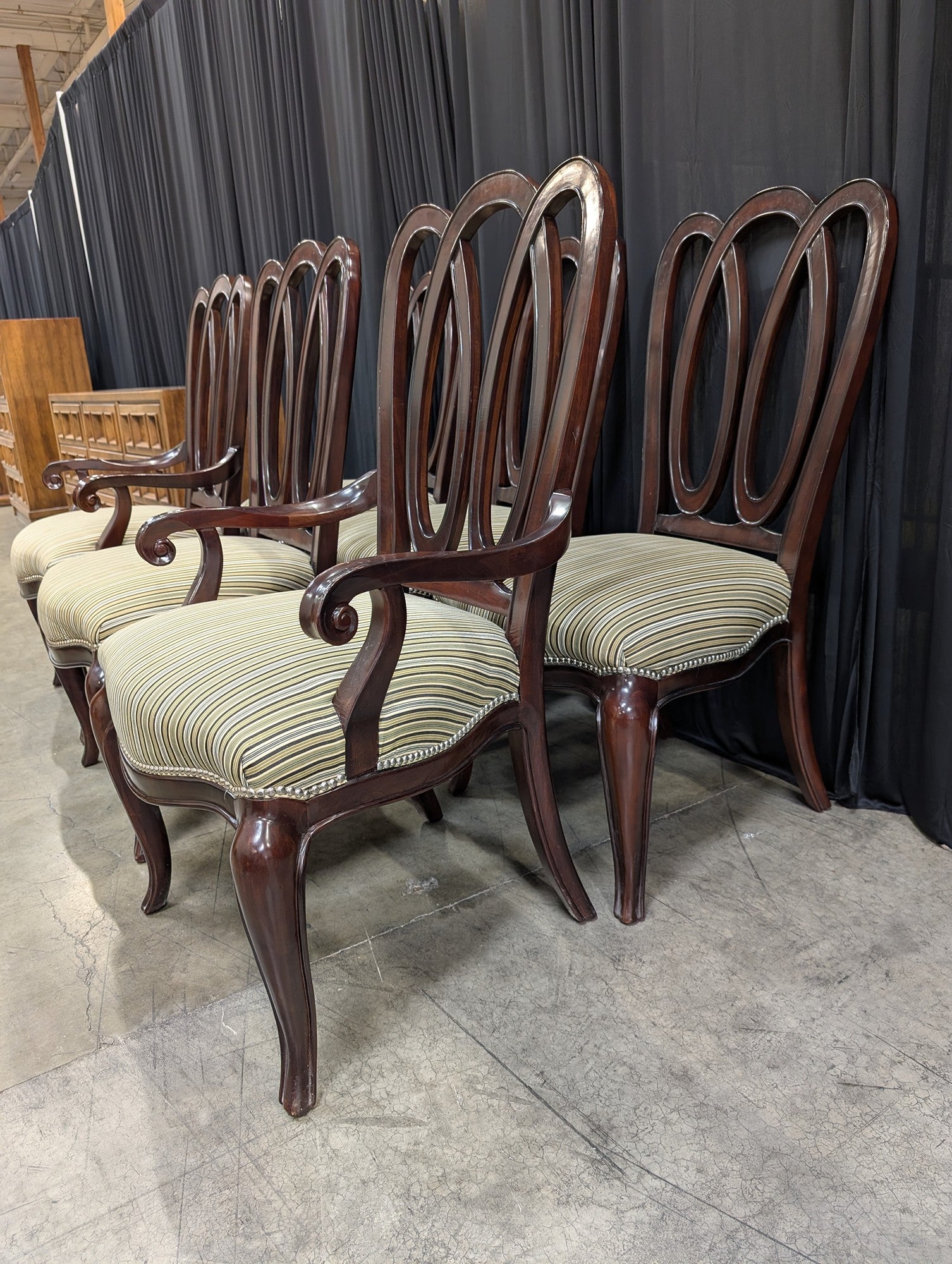 Pennsylvania House Striped Dining Chairs with Nailhead Trim