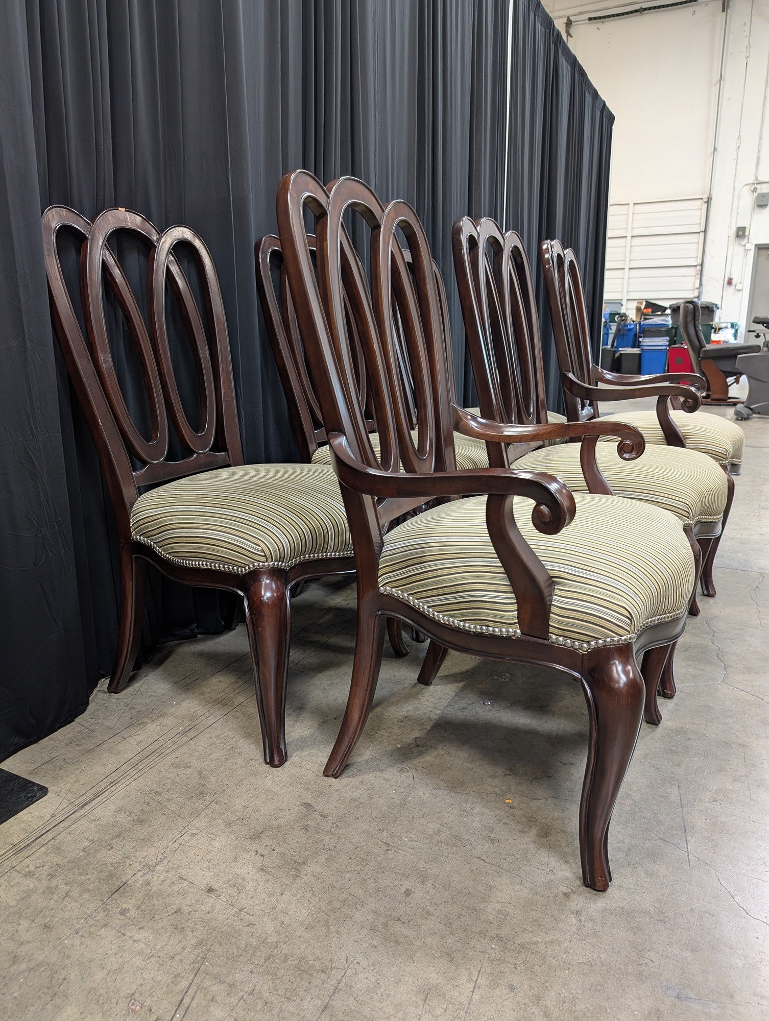 Pennsylvania House Striped Dining Chairs with Nailhead Trim