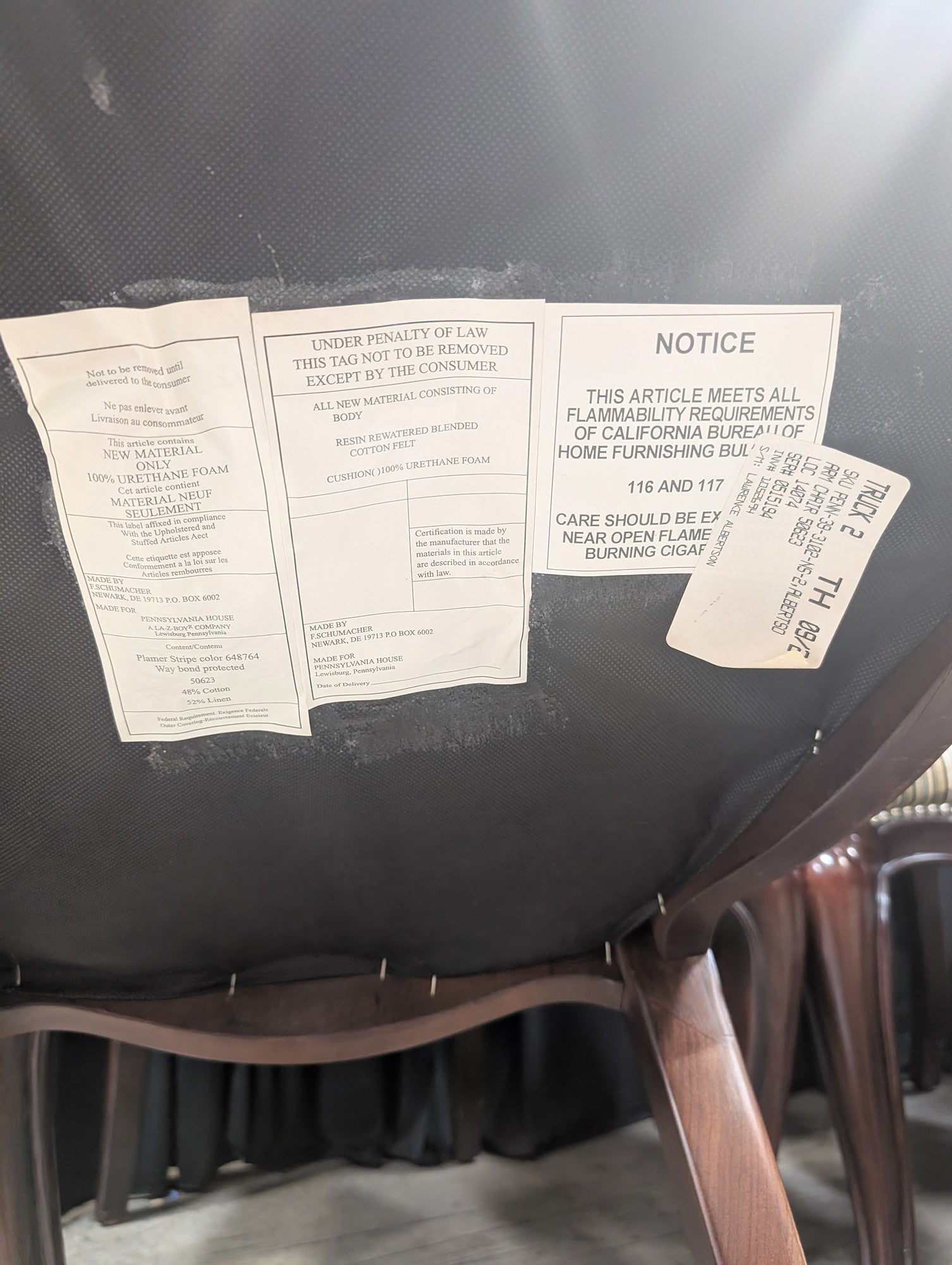 Pennsylvania House Striped Dining Chairs with Nailhead Trim
