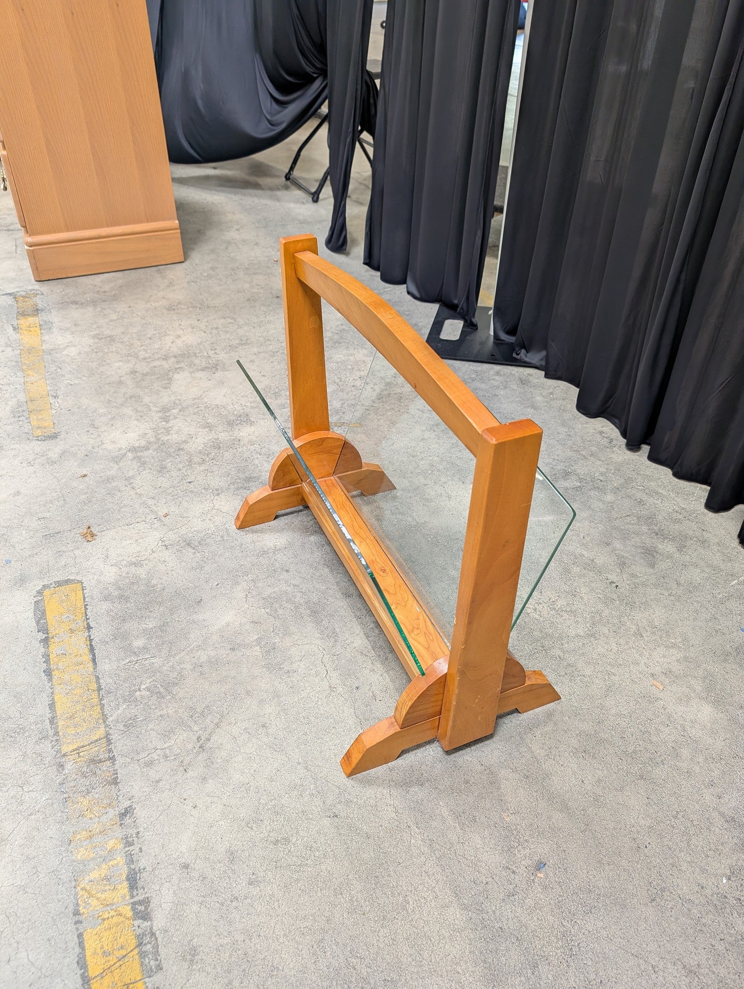 Natural Wood Magazine Holder with Glass Panels