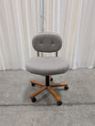 Grey Fabric Swivel Office Chair with Wood Base