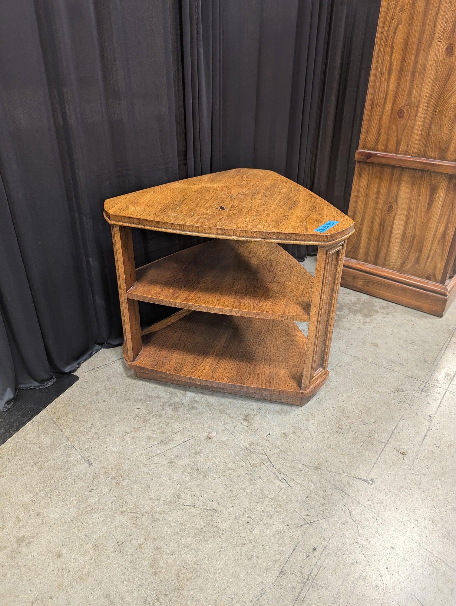 Brown Wood Three-Tiered Corner End Table
