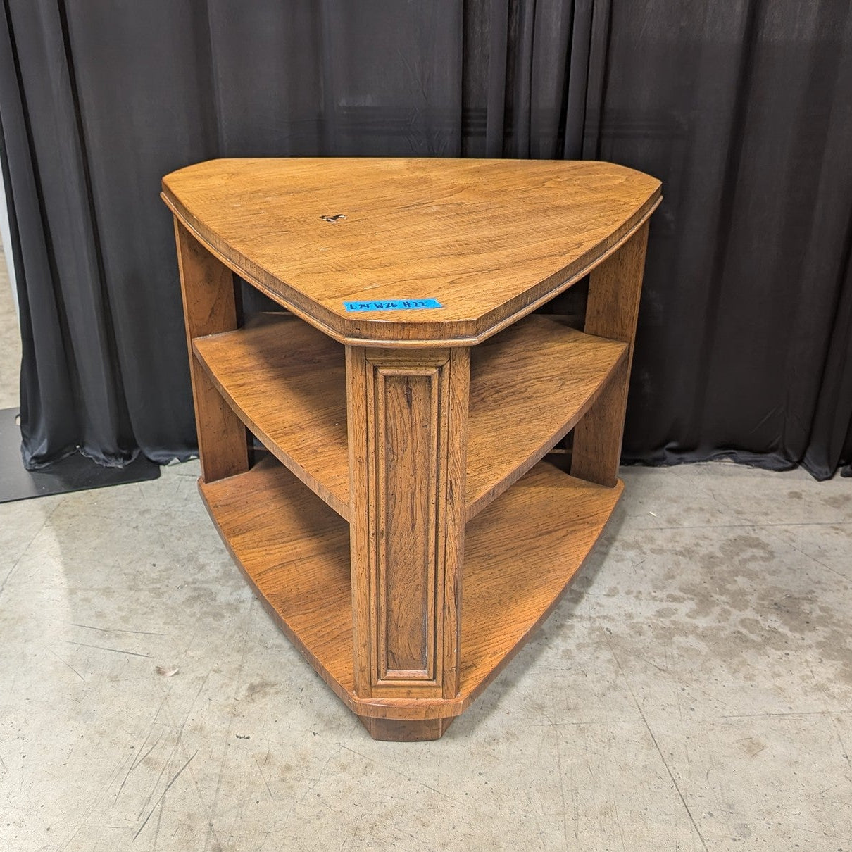 Brown Wood Three-Tiered Corner End Table