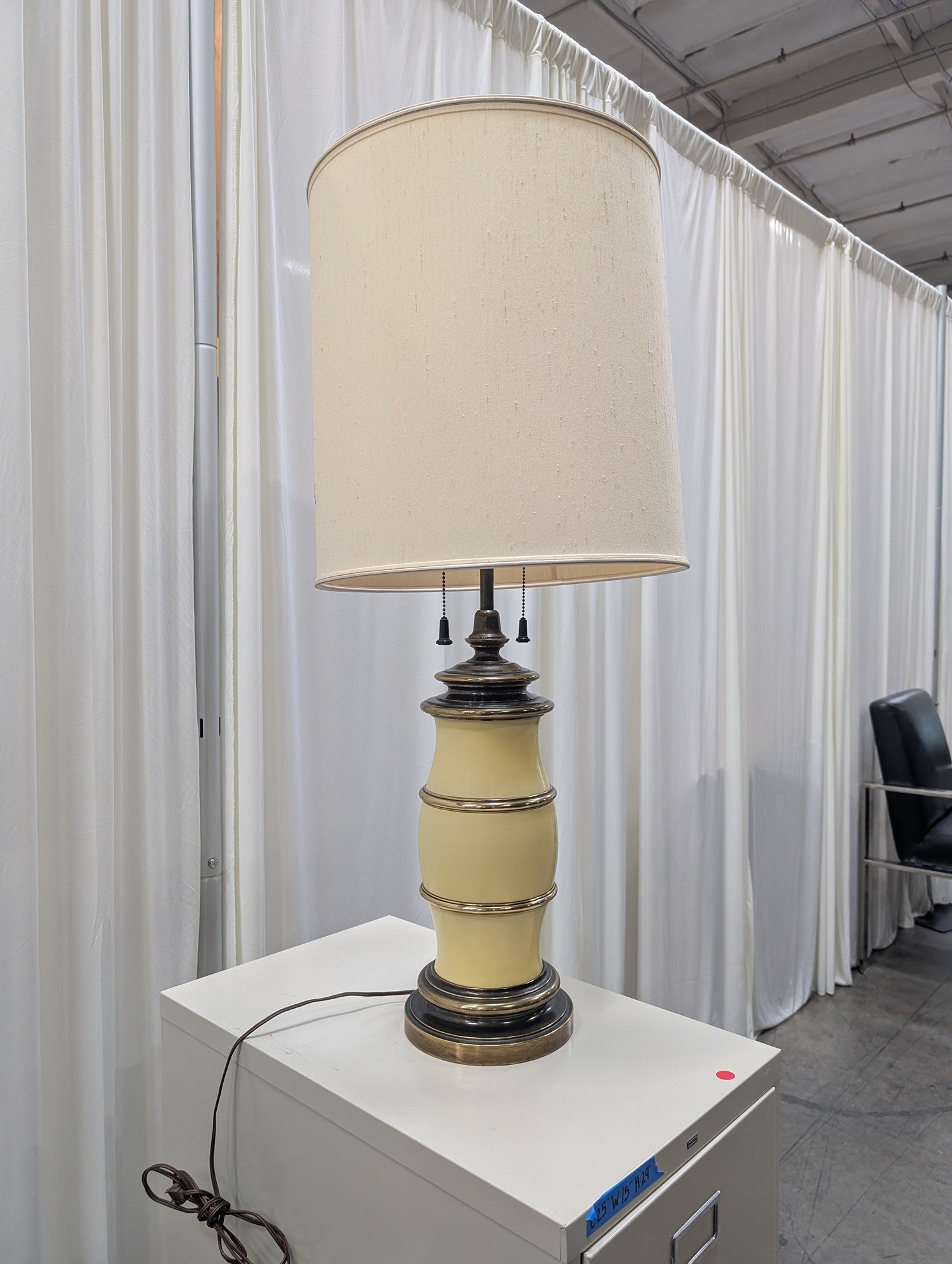 Mid-Century Ceramic Table Lamp with Brass Accents