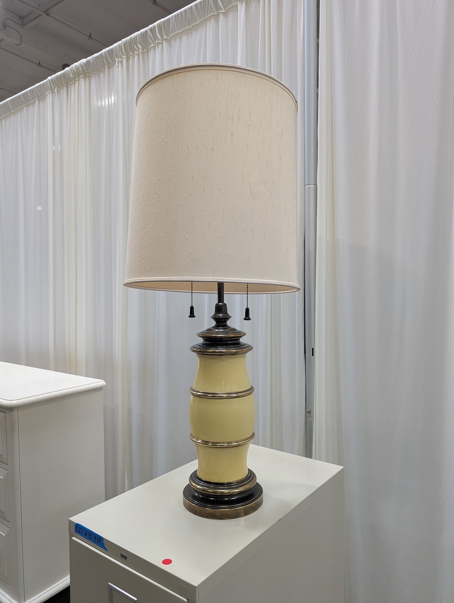 Mid-Century Ceramic Table Lamp with Brass Accents