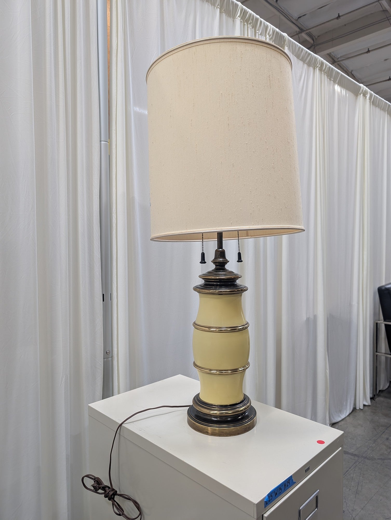 Mid-Century Ceramic Table Lamp with Brass Accents