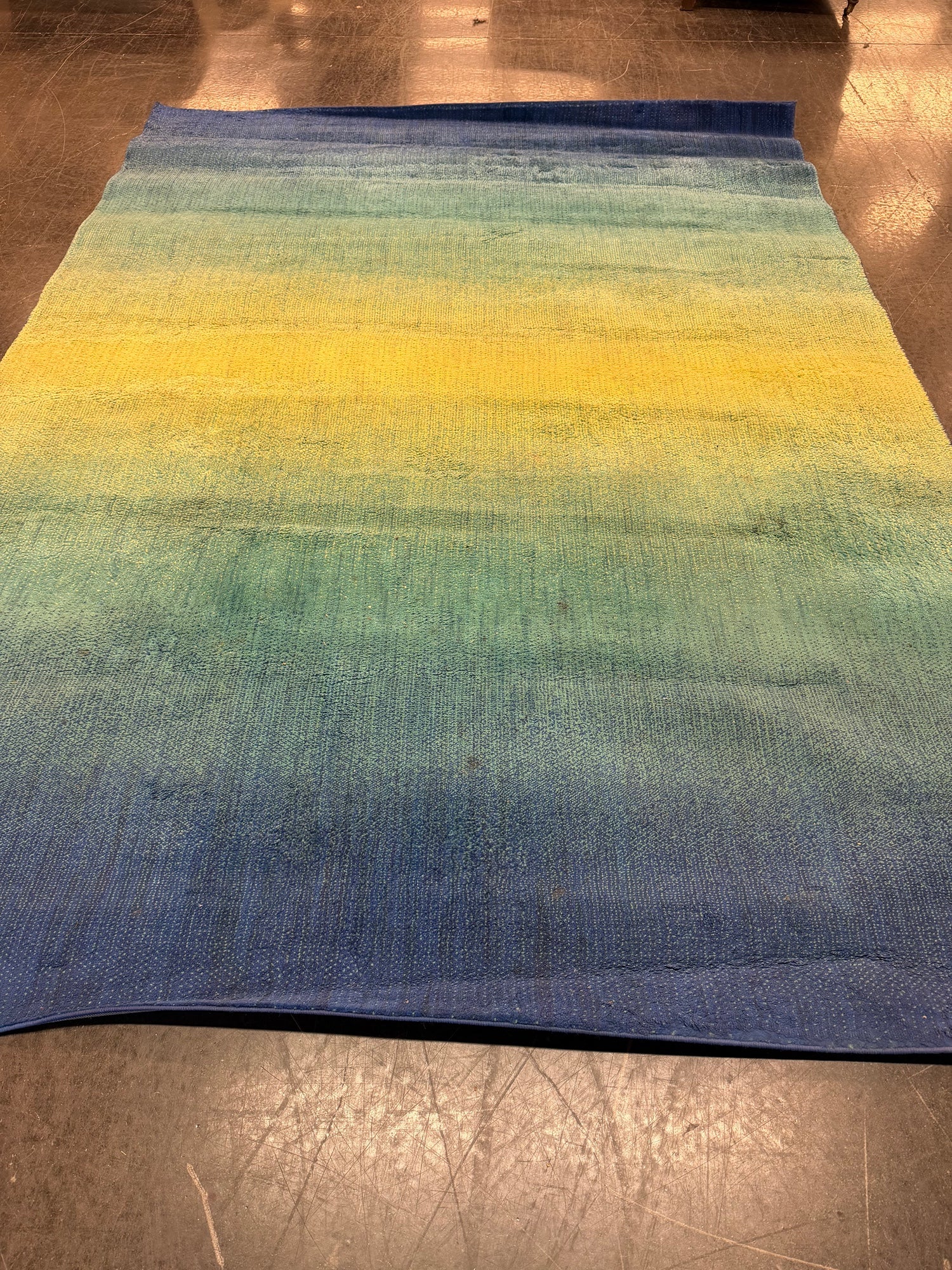 MADELINE Collection Blue Green Yellow Ombre Area Rug