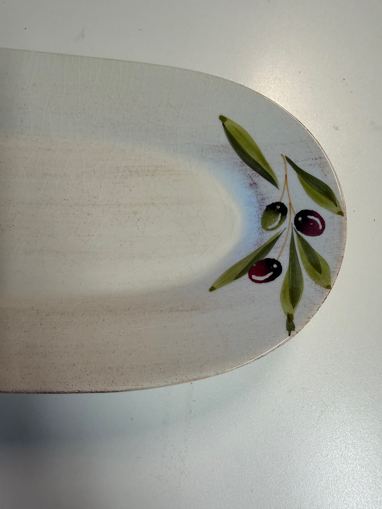 Ceramiche Alfa Italian Ceramic Oval Serving Platter Olive Branch Design