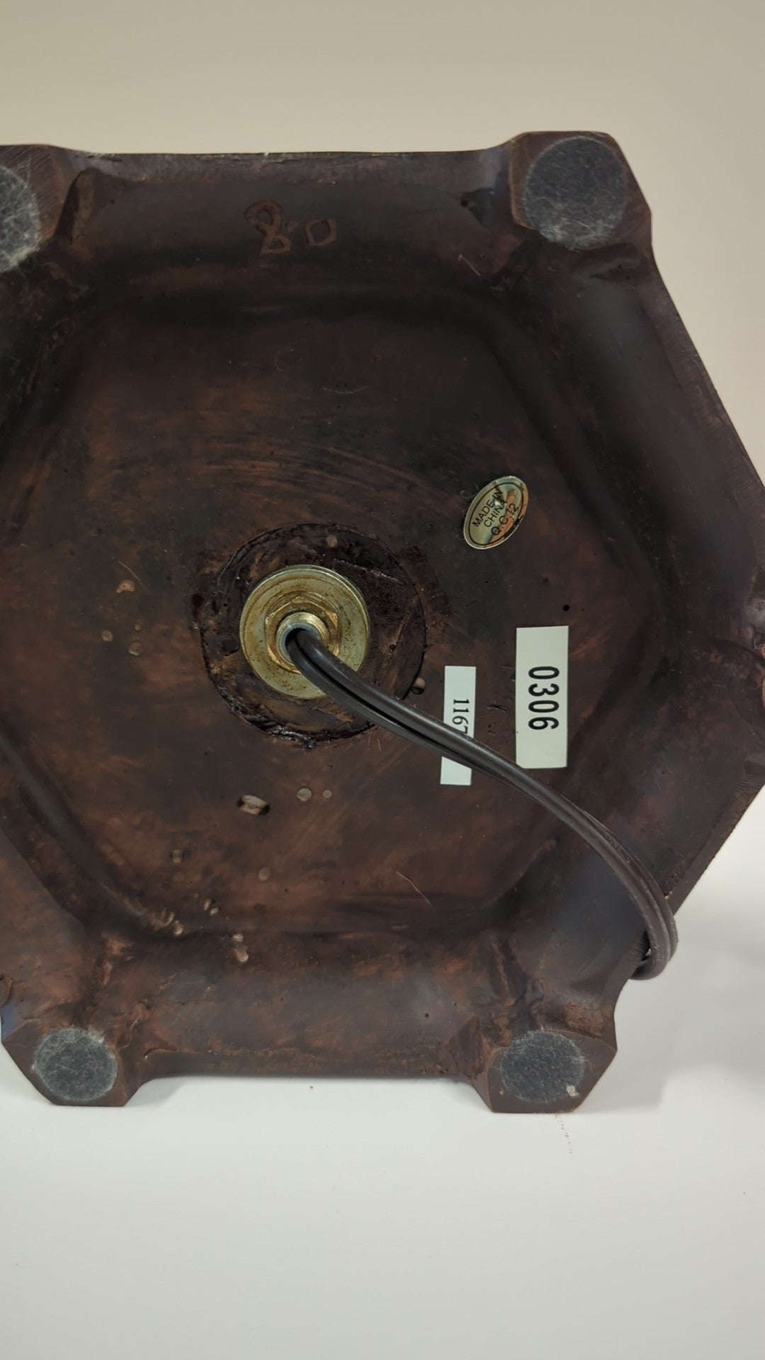Dark Bronze Finish Metal Table Lamp Base with Dual Sockets