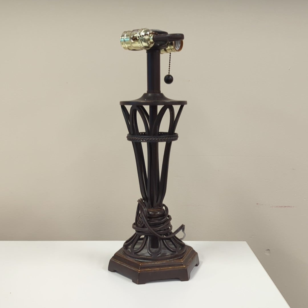 Dark Bronze Finish Metal Table Lamp Base with Dual Sockets
