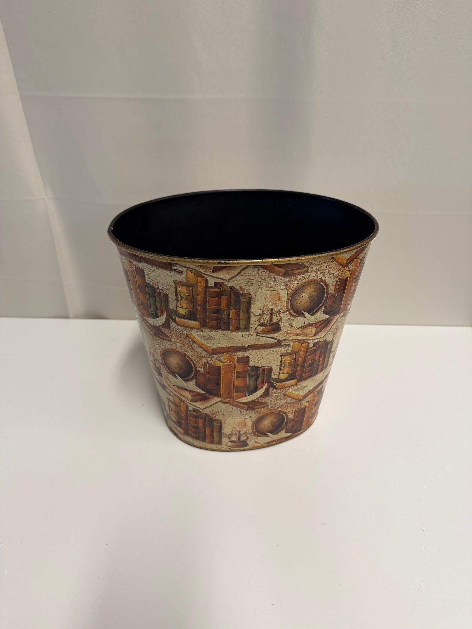 Anister Gifts Inc. Vintage Library Theme Metal Wastebasket