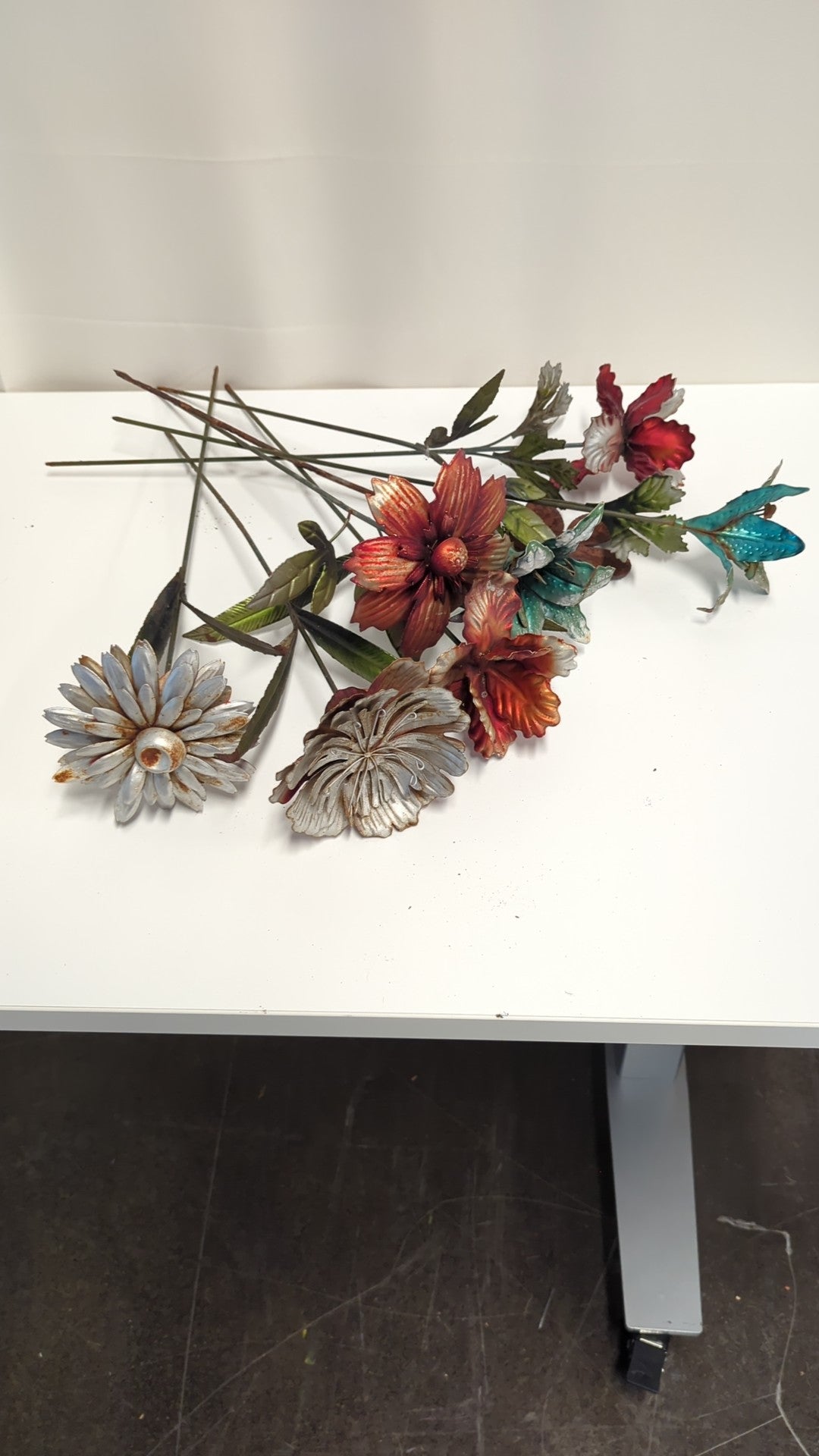 Set of Eight Assorted Metal Floral Garden Stakes