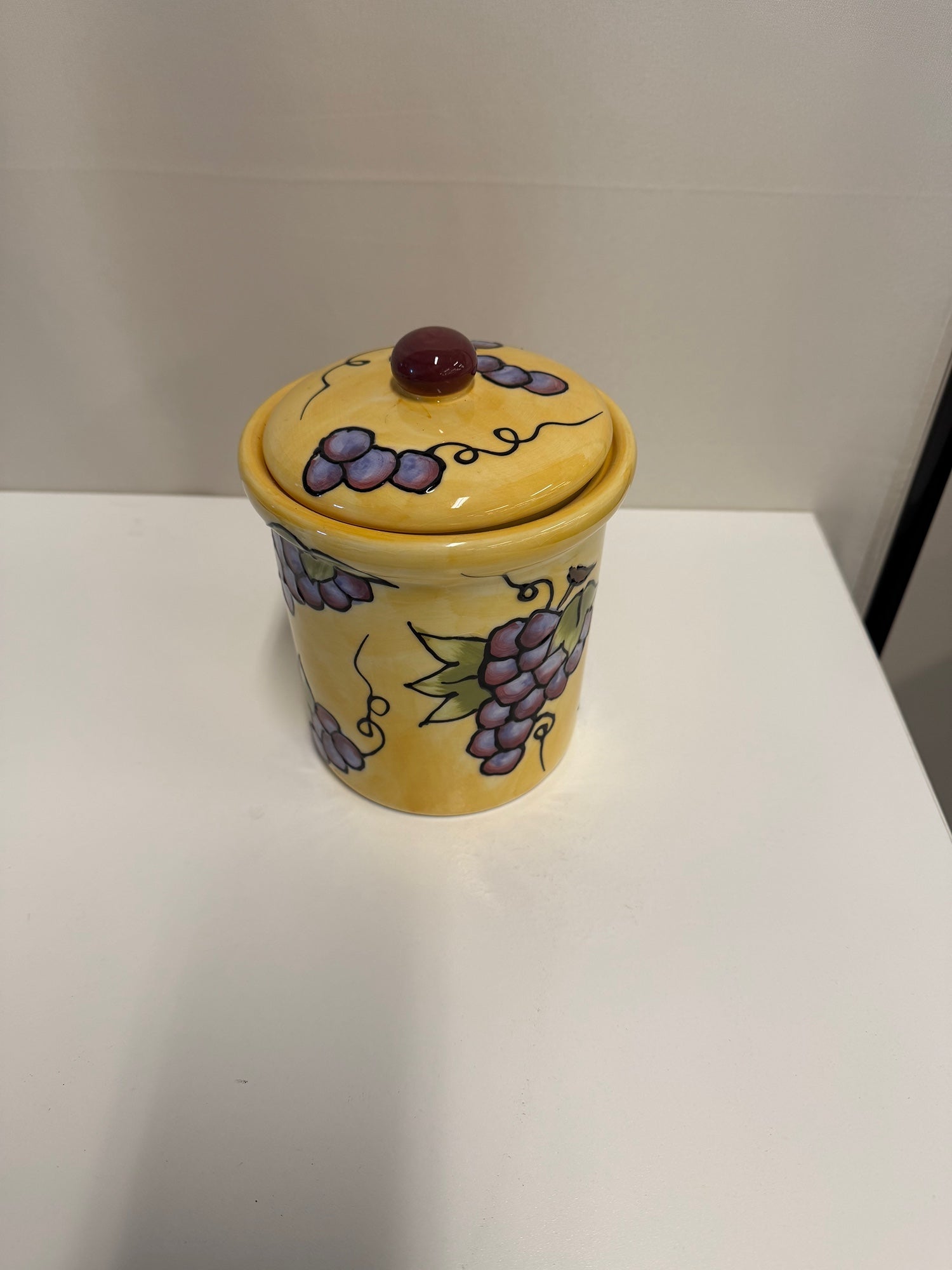 Lilian Vernon Decorative Grape Motif Ceramic Canister Jar