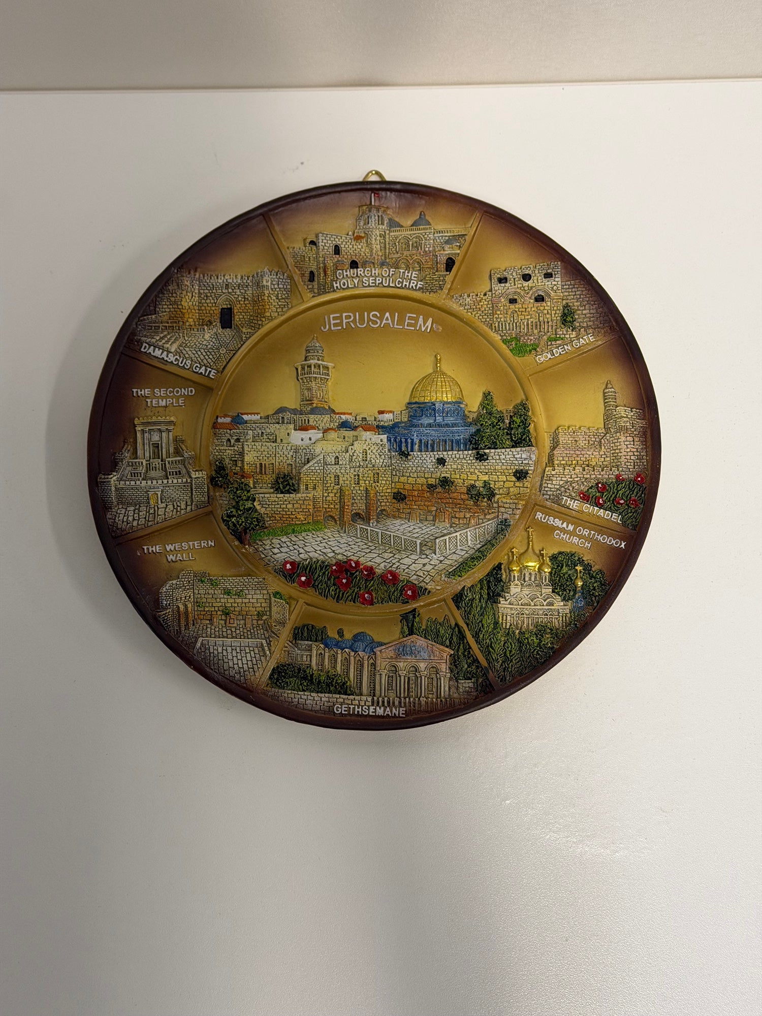 Palphot Jerusalem Sculpted Decorative Plate with Landmark Relief