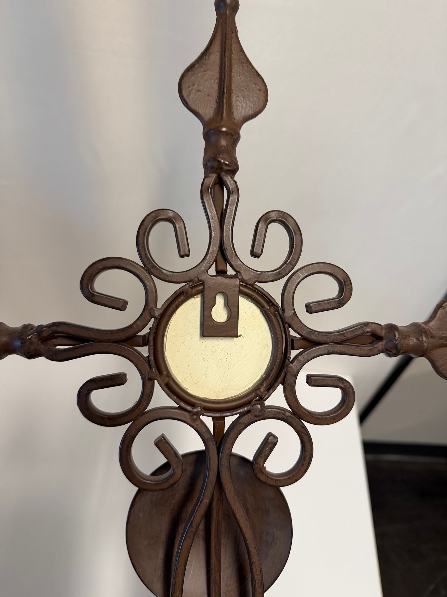 Ornate Metal Wall Cross Candle Holder Sconce