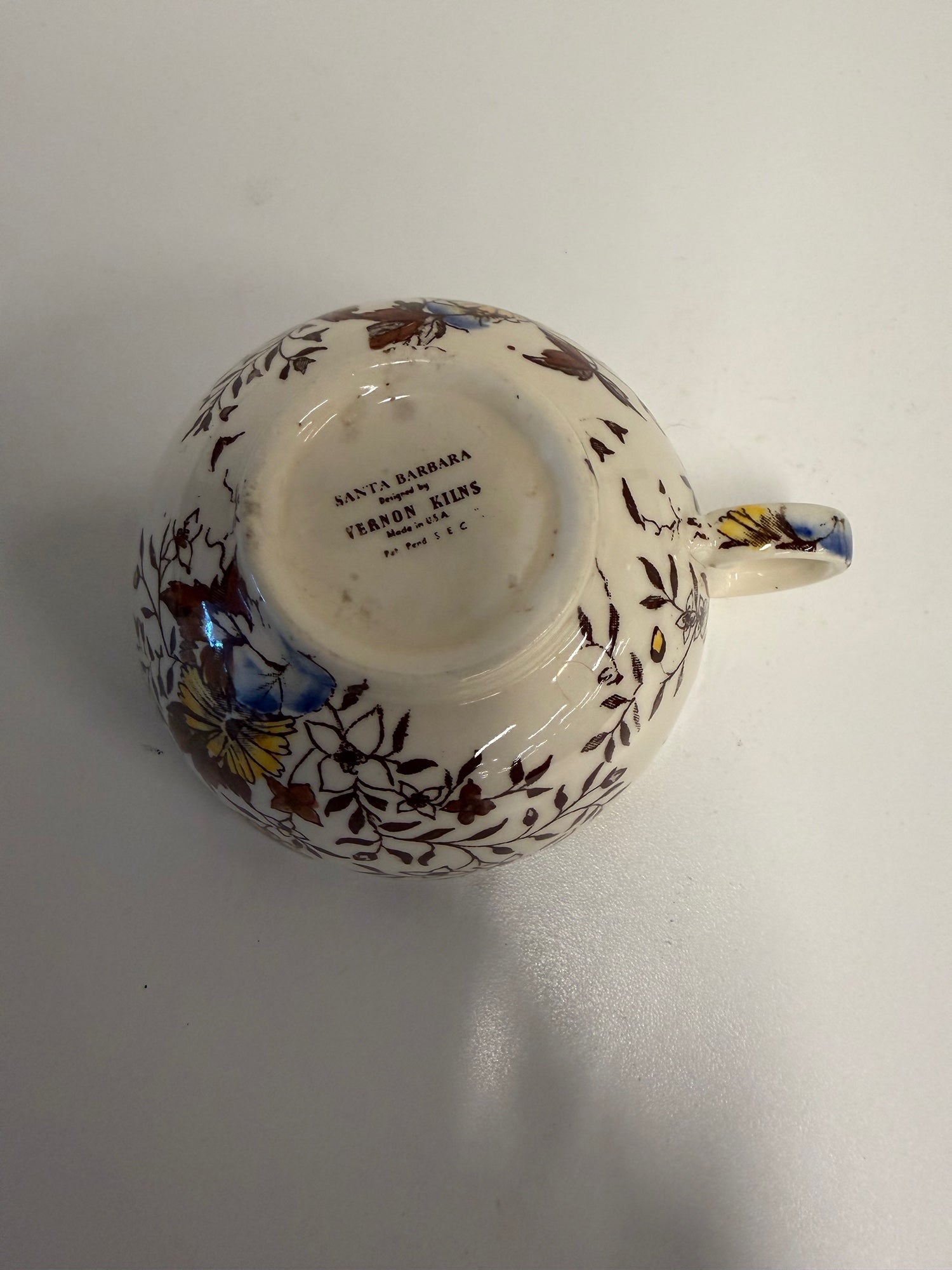 Vernon Kilns Santa Barbara Floral Pattern Porcelain Teacup