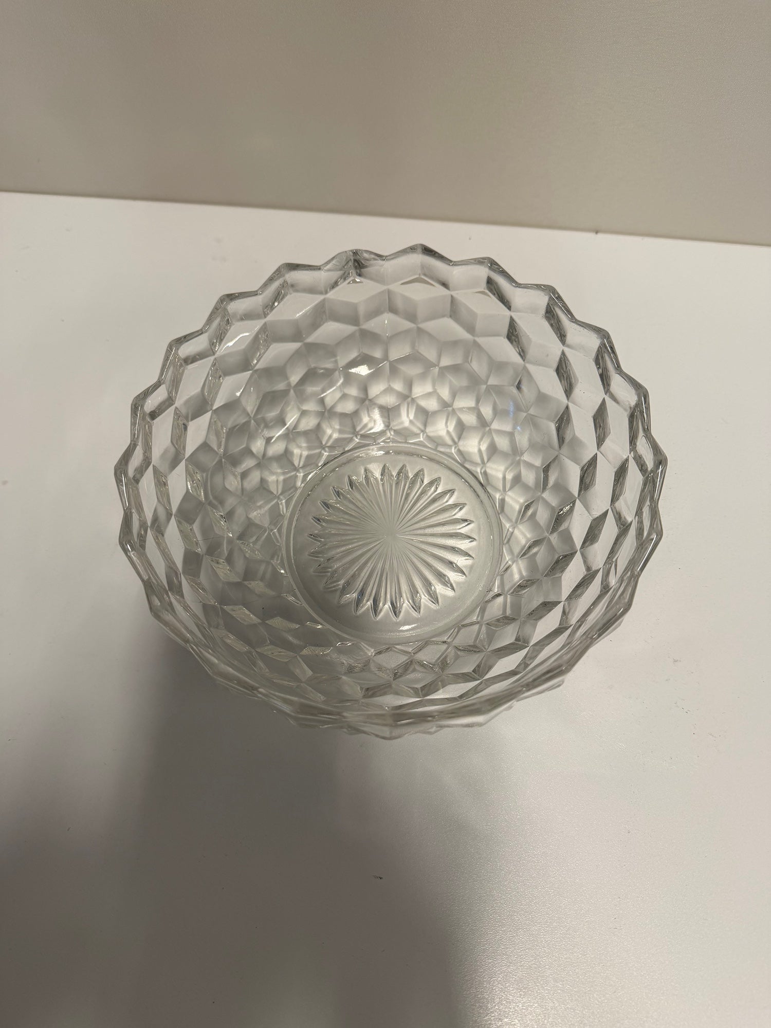 Vintage Clear Glass Faceted Candy Dish