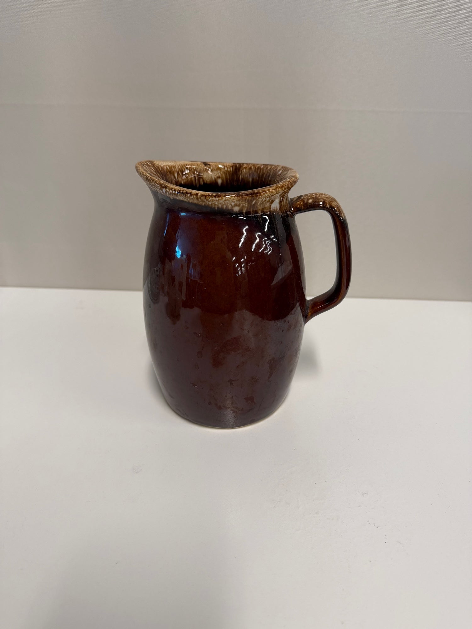 Vintage Hull Oven Proof Brown Drip Glaze Stoneware Pitcher