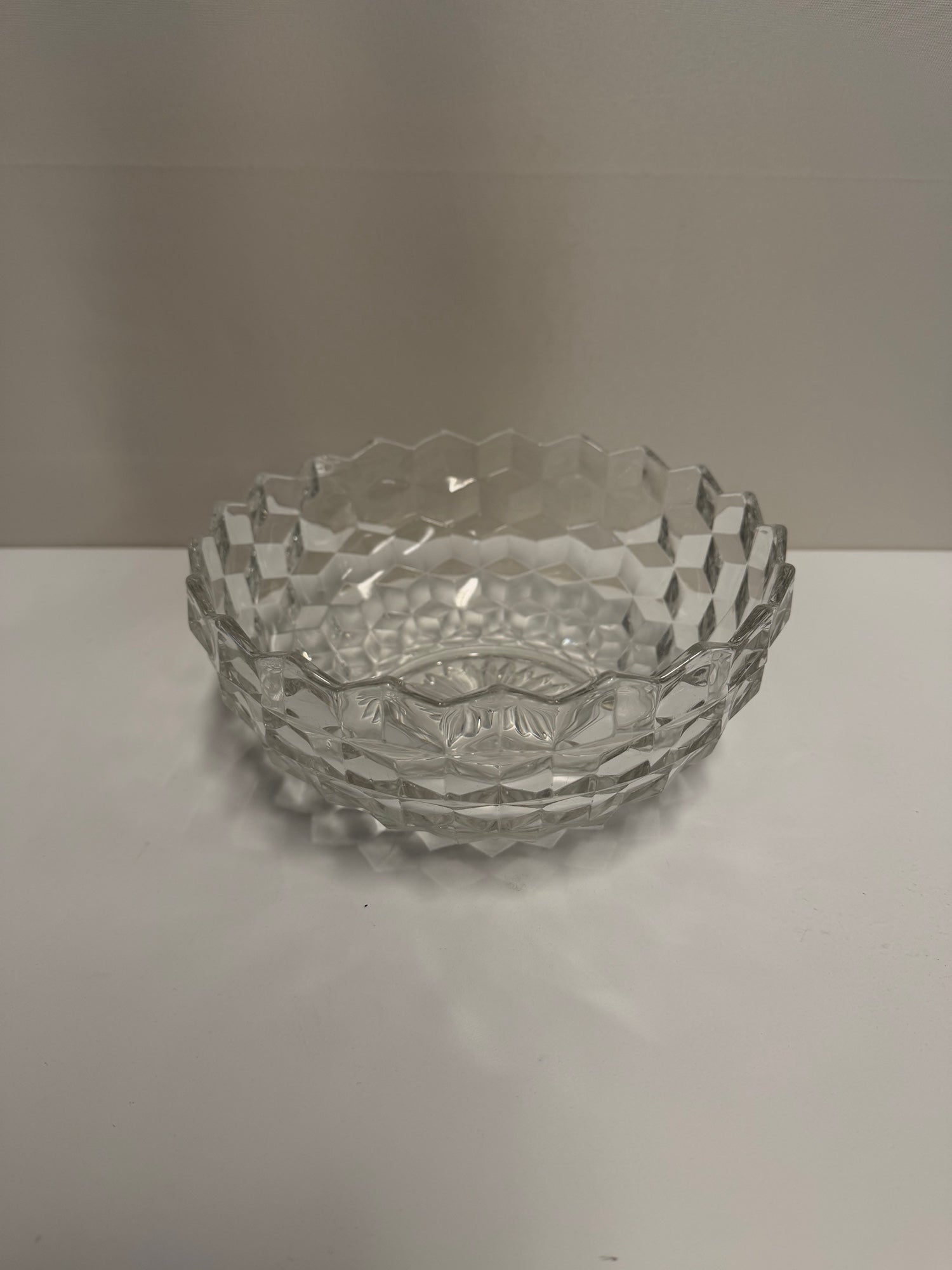 Vintage Clear Glass Faceted Candy Dish
