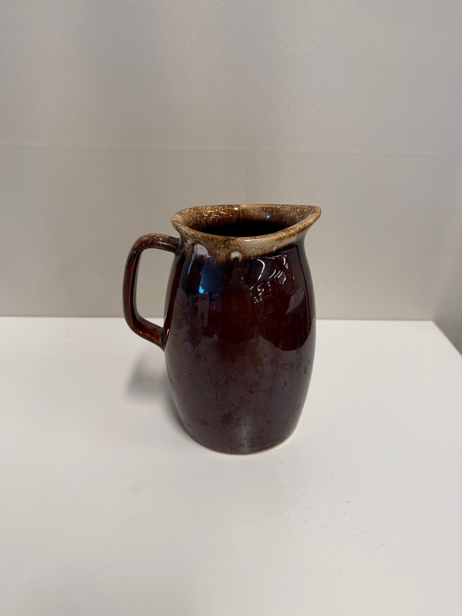 Vintage Hull Oven Proof Brown Drip Glaze Stoneware Pitcher