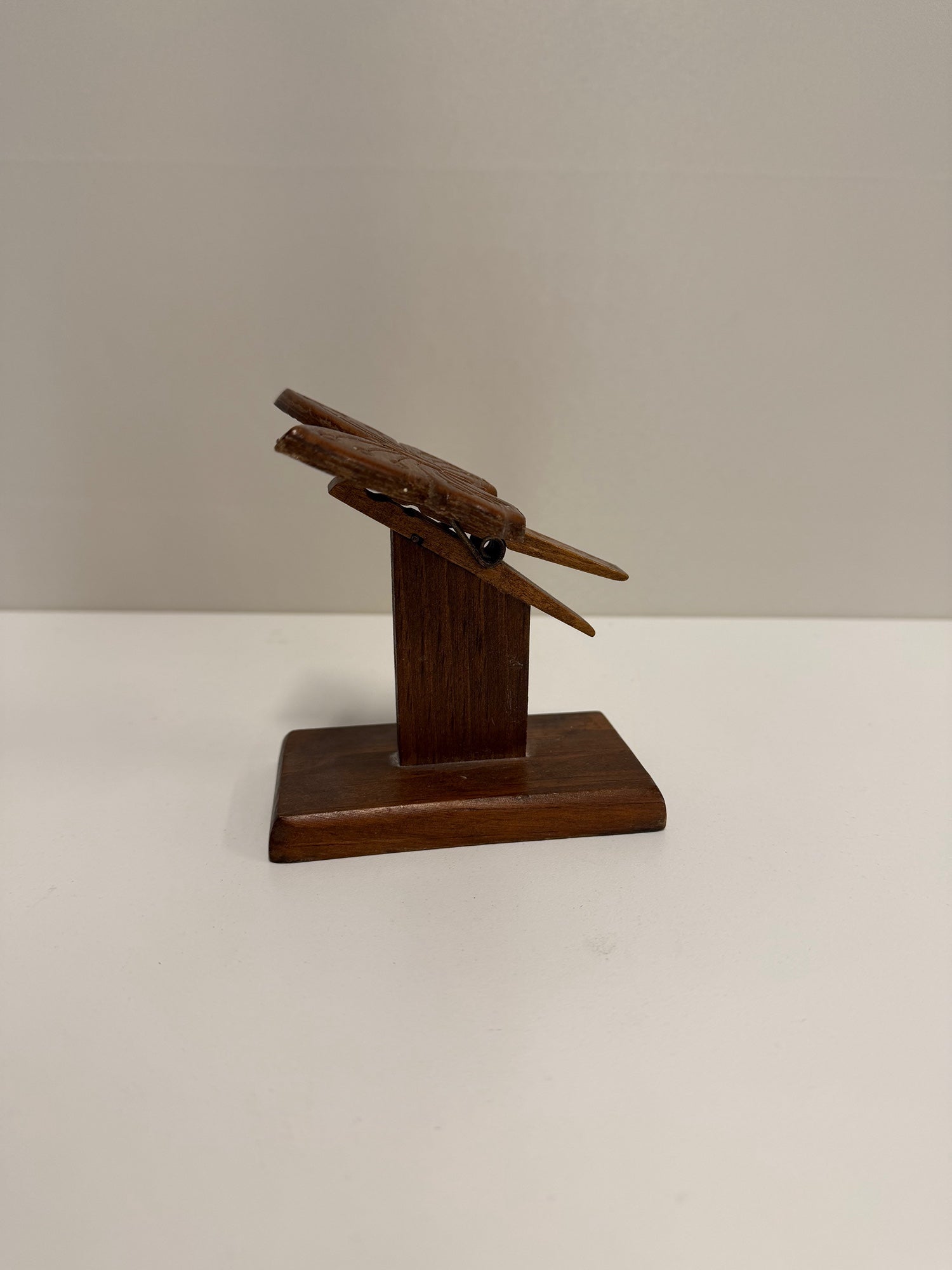 Carved Wooden Butterfly Clip Stand Decorative Accent