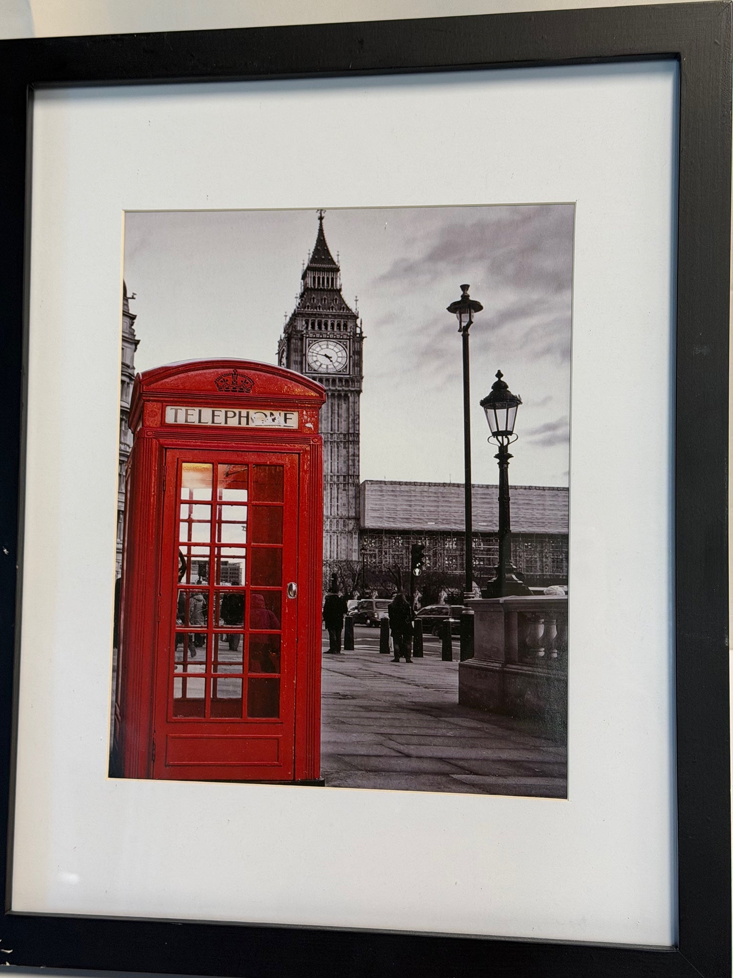 Striking London Cityscape Framed Art Print with Red Telephone Booth
