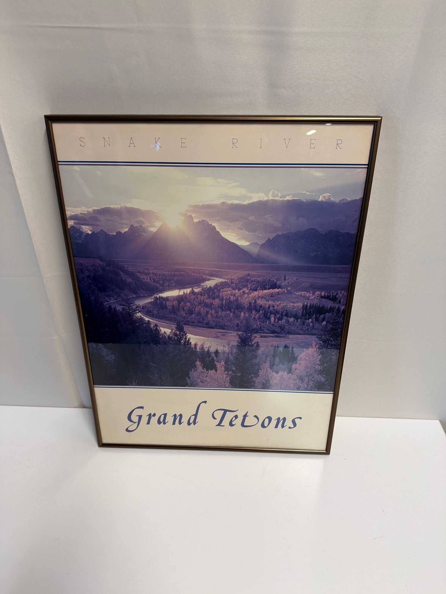 Grand Tetons Snake River Mountain Landscape Framed Art Print