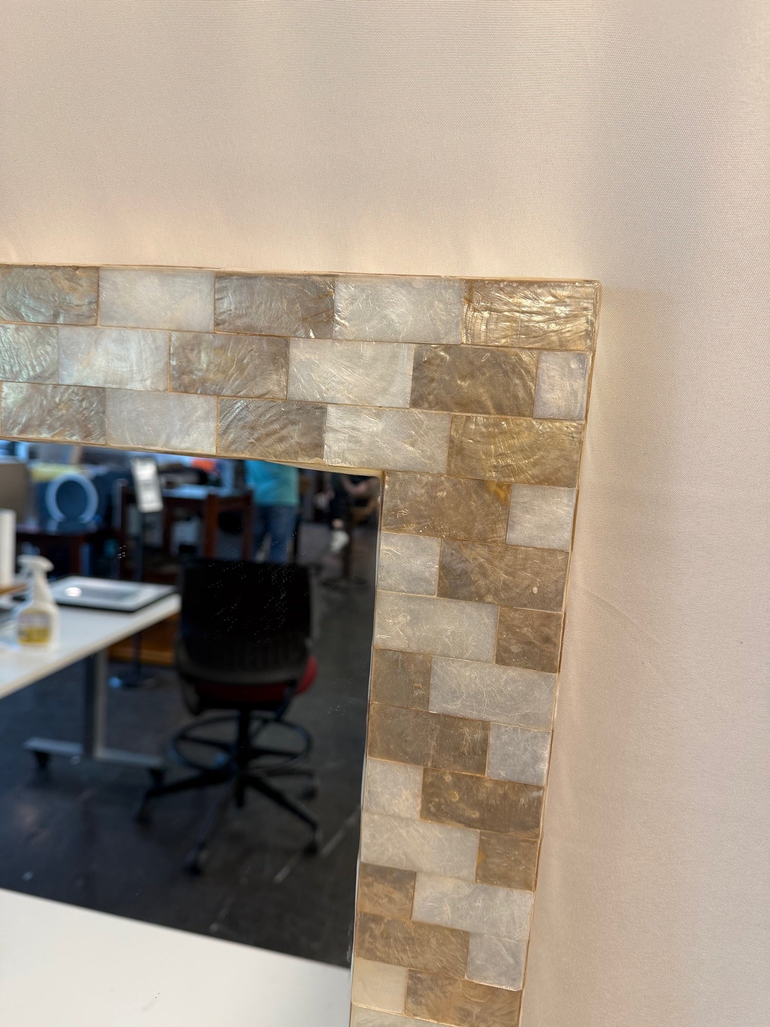 Iridescent Shell Inlay Wall Mirror, Rectangular Decorative Frame