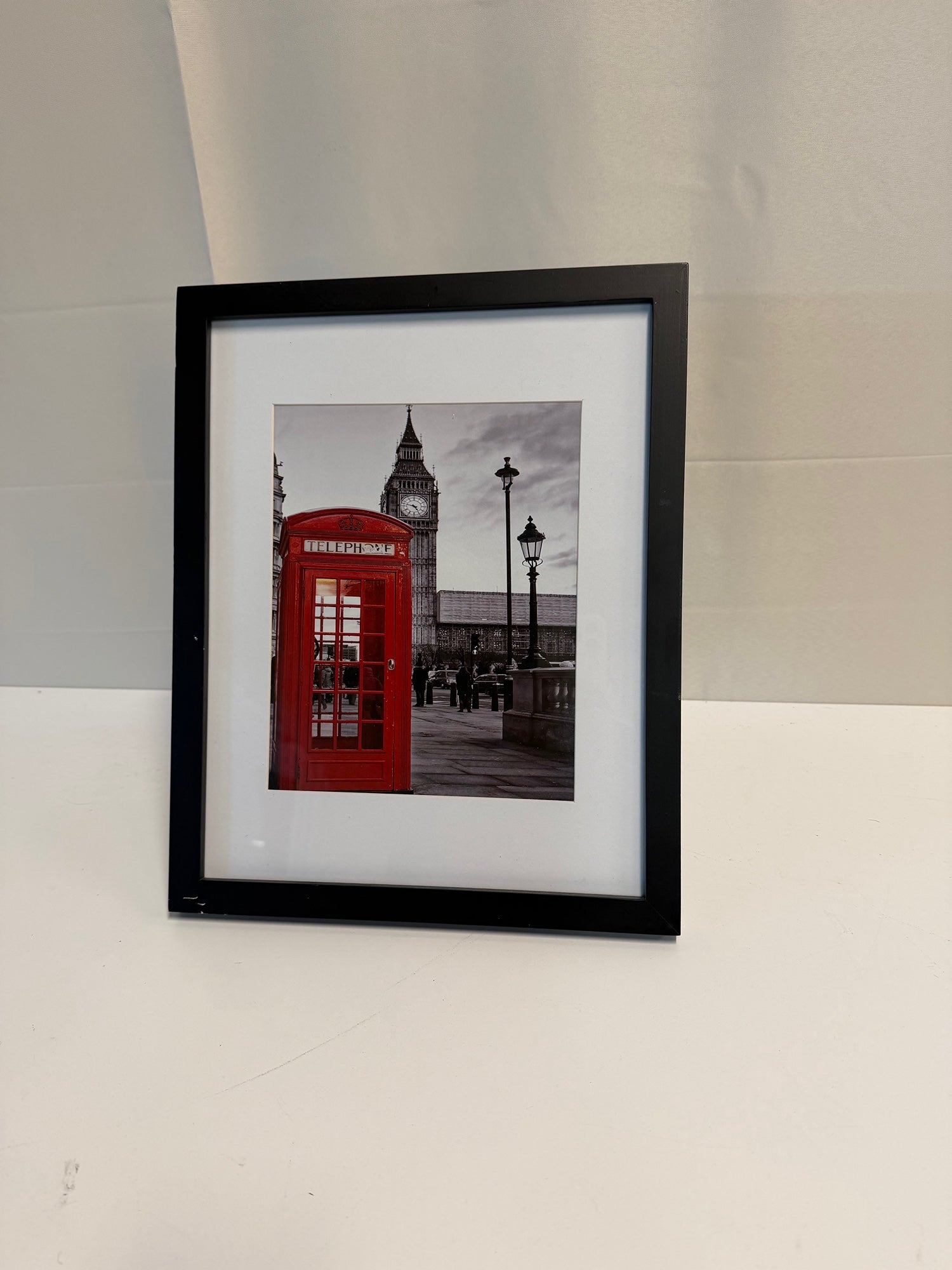 Striking London Cityscape Framed Art Print with Red Telephone Booth