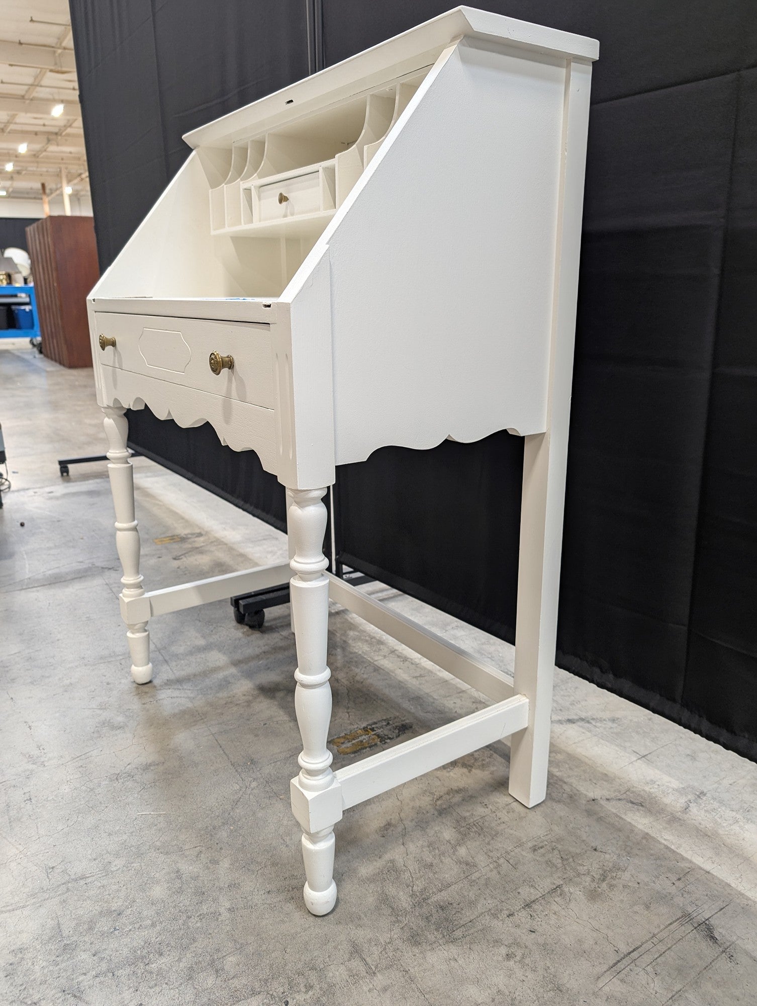 Charming White Wood Secretary Desk