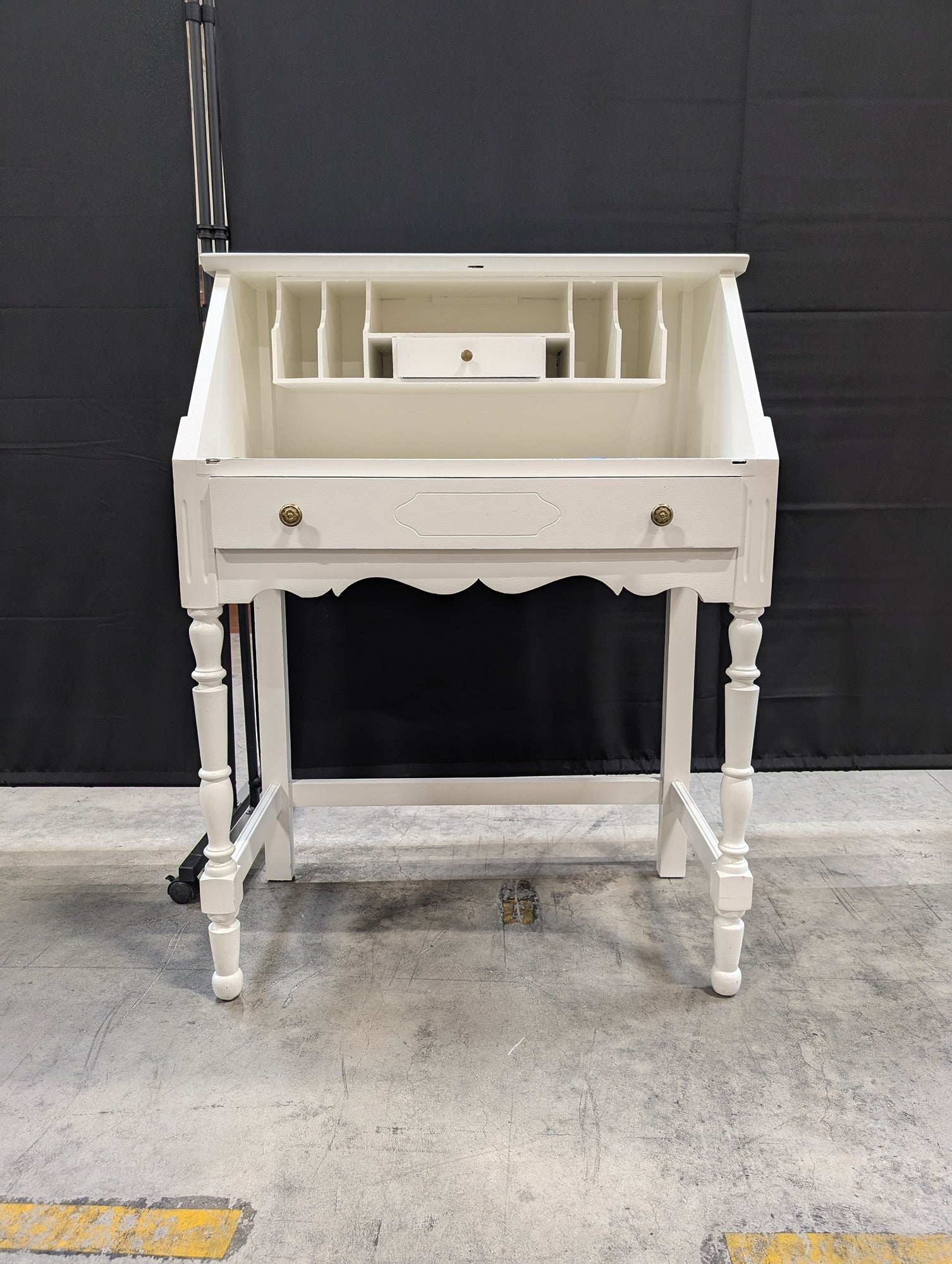 Charming White Wood Secretary Desk