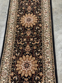 Thomasville Timeless Classic Willington Black Runner Rug Ornate Floral Medallion Pattern