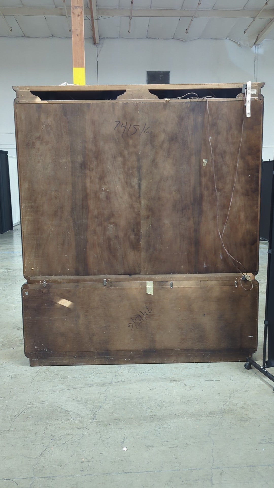 Dark Wood Burl Chinoiserie China Cabinet with Ornate Hardware